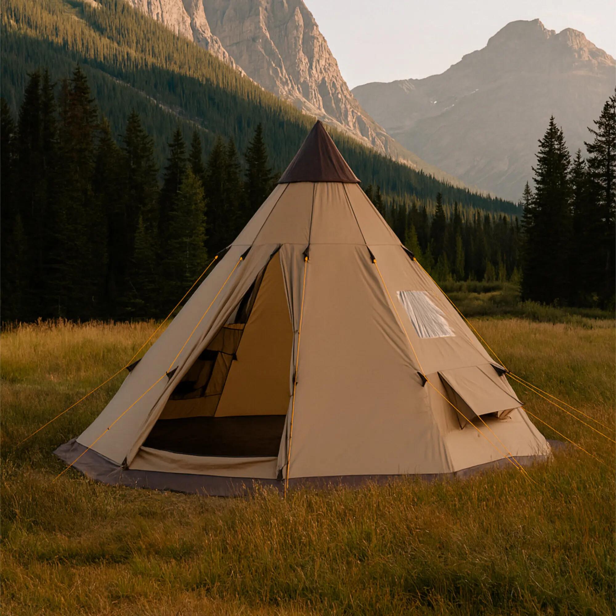 Tipi Zelt Spirit für 4 Personen, 3000 mm Wassersäule, Braun, Indianerzelt 2/8