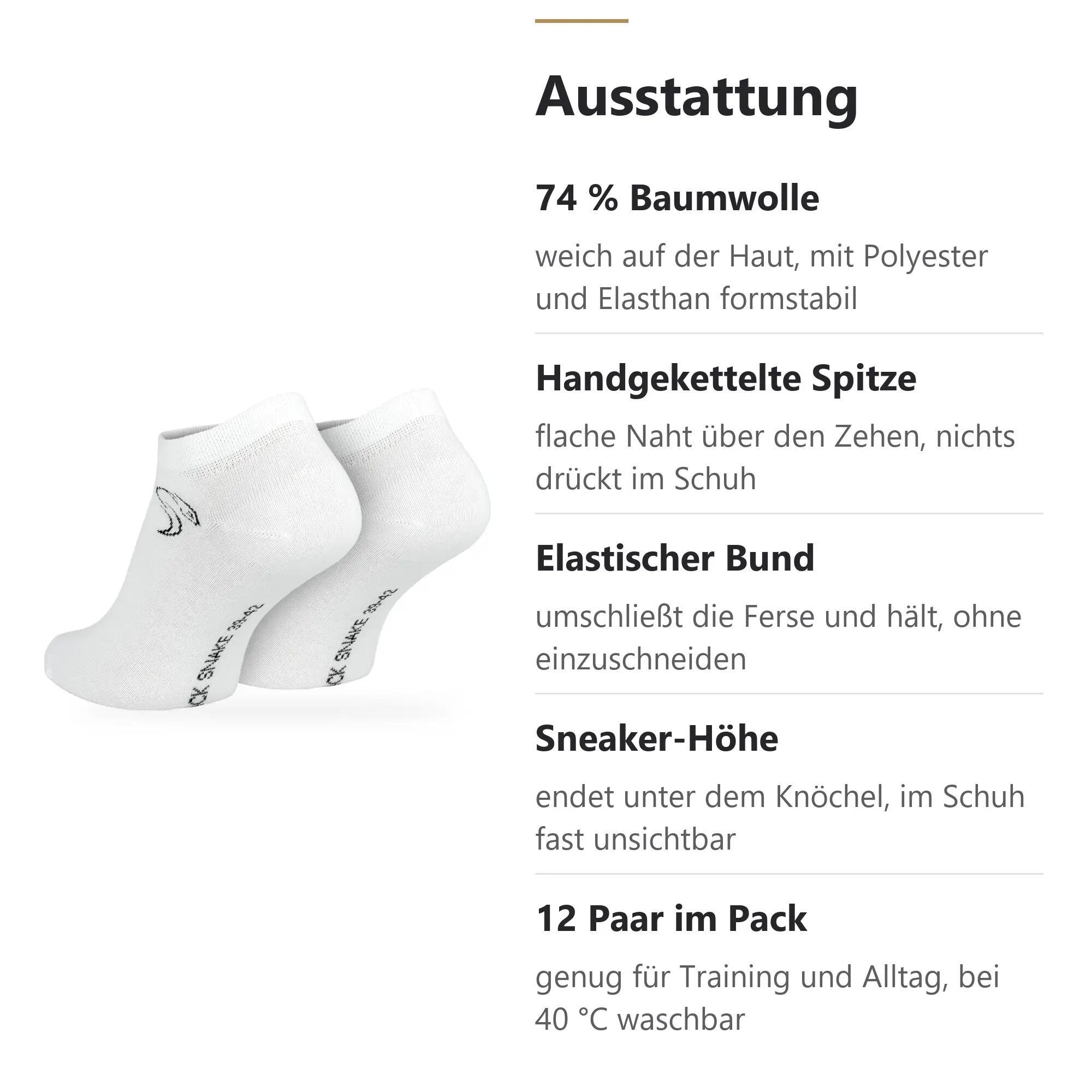 Damen Herren Fitness Sneaker Socken kurz Baumwollmix 12 Paar Strukturbündchen 4/10