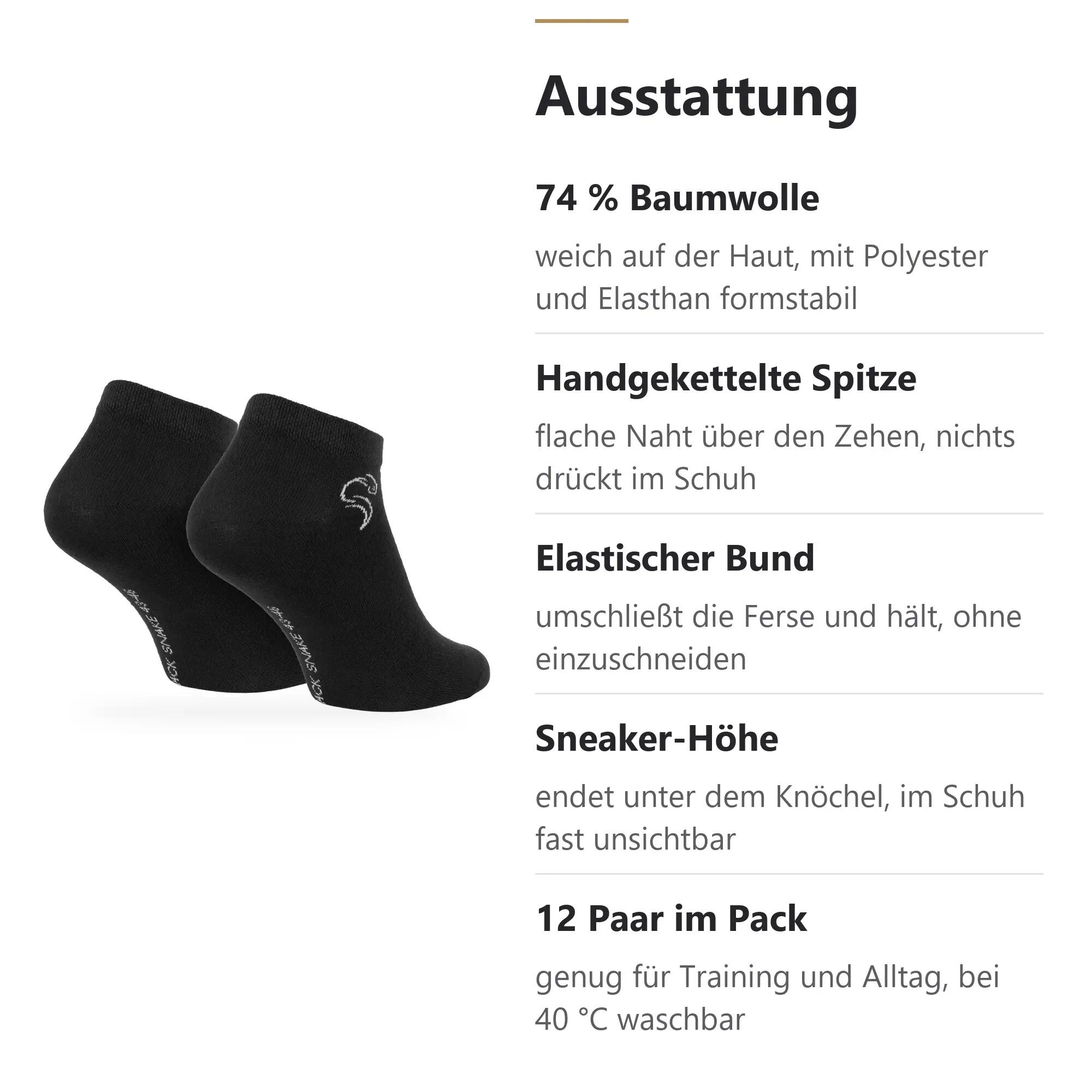 Damen Herren Fitness Sneaker Socken kurz Baumwollmix 12 Paar Strukturbündchen 4/10