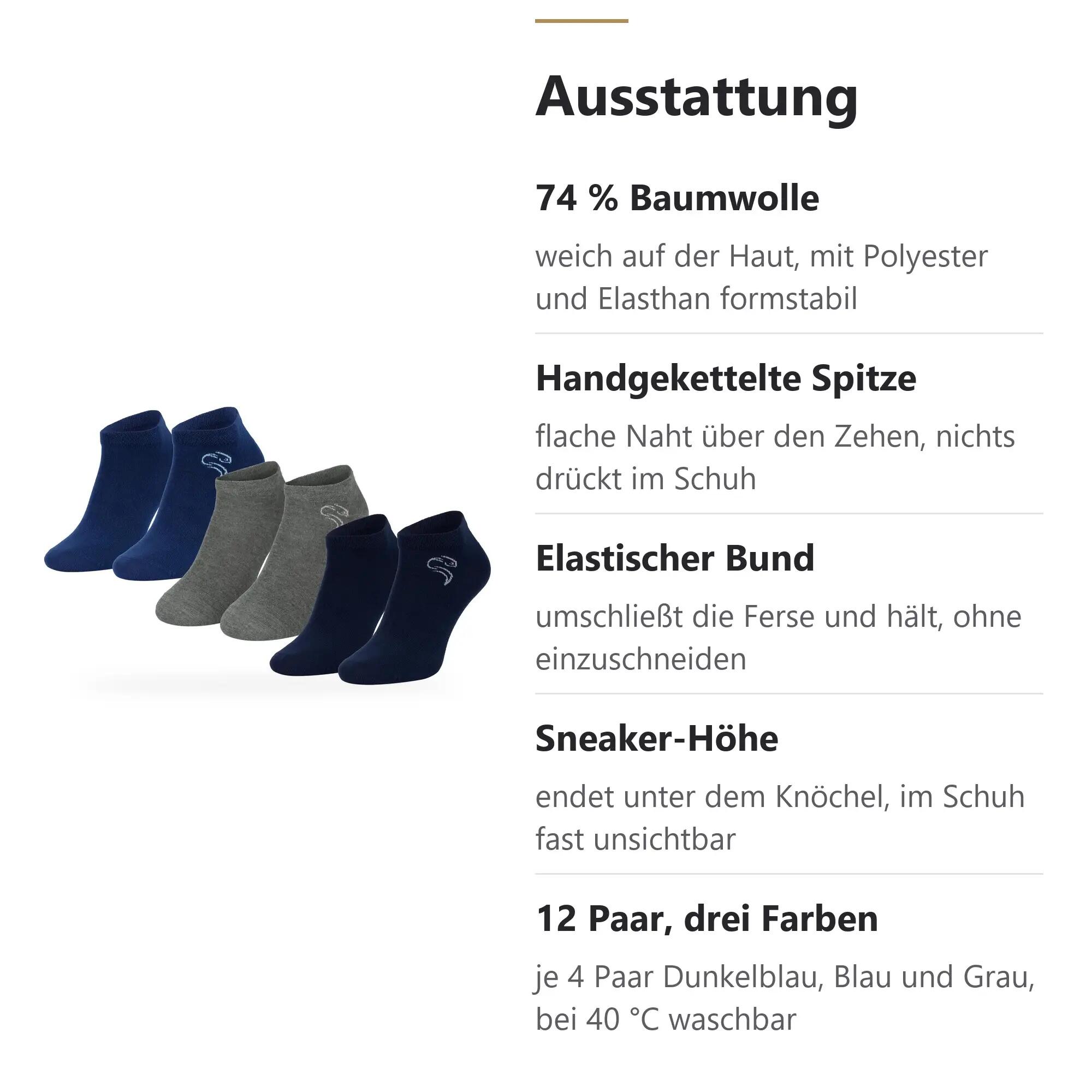 Damen Herren Sportsocken Sneakersocken Baumwolle atmungsaktiv kurz 12er Pack 4/10