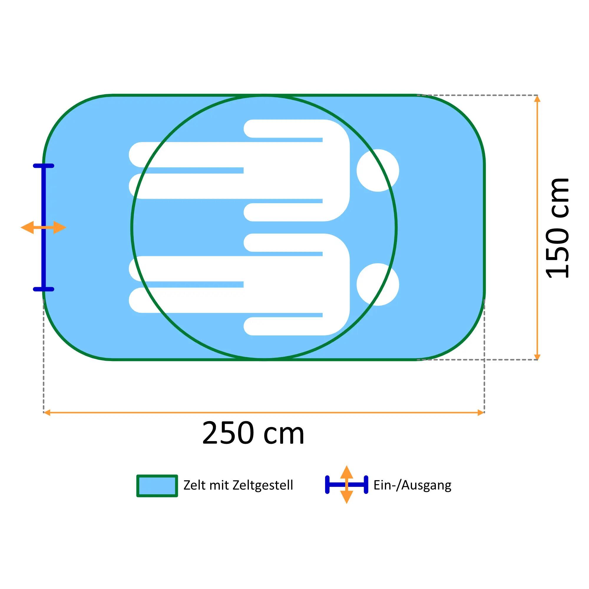 Zelt Quiki für 2 Personen, Creme/Blau Wurfzelt schneller Aufbau Wasserabweisend 3/5
