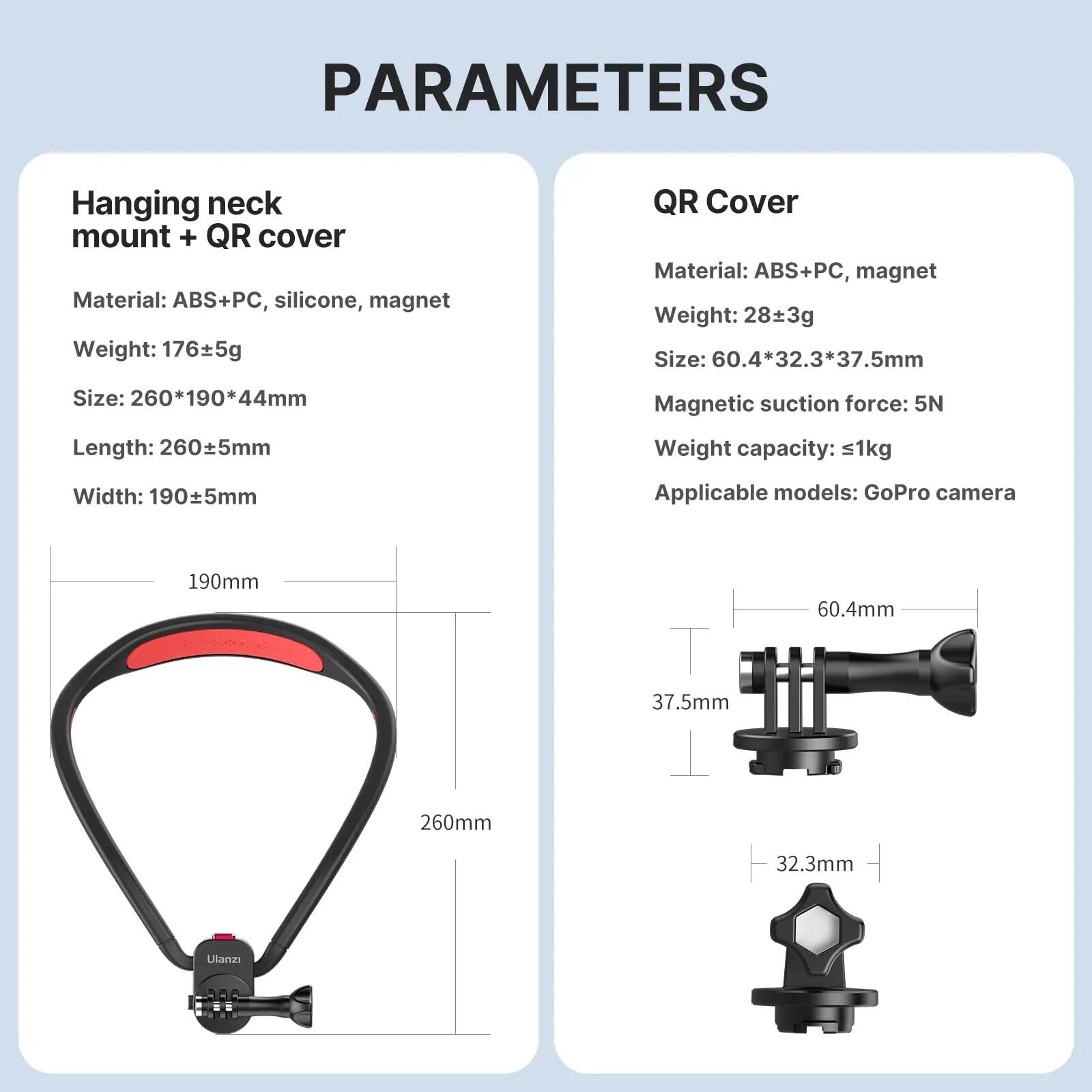 Support de cou magnétique pour caméra sport compatible GoPro Insta360 7/7