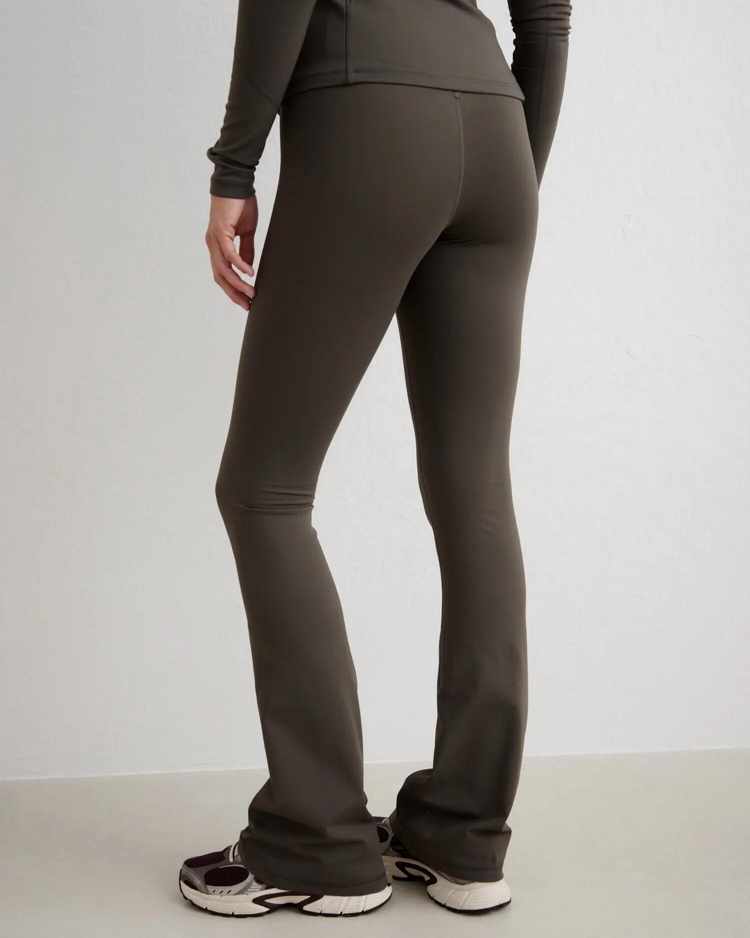 Femme Legging Chaud Évasé Long Vert Lierre Foncé 4/5
