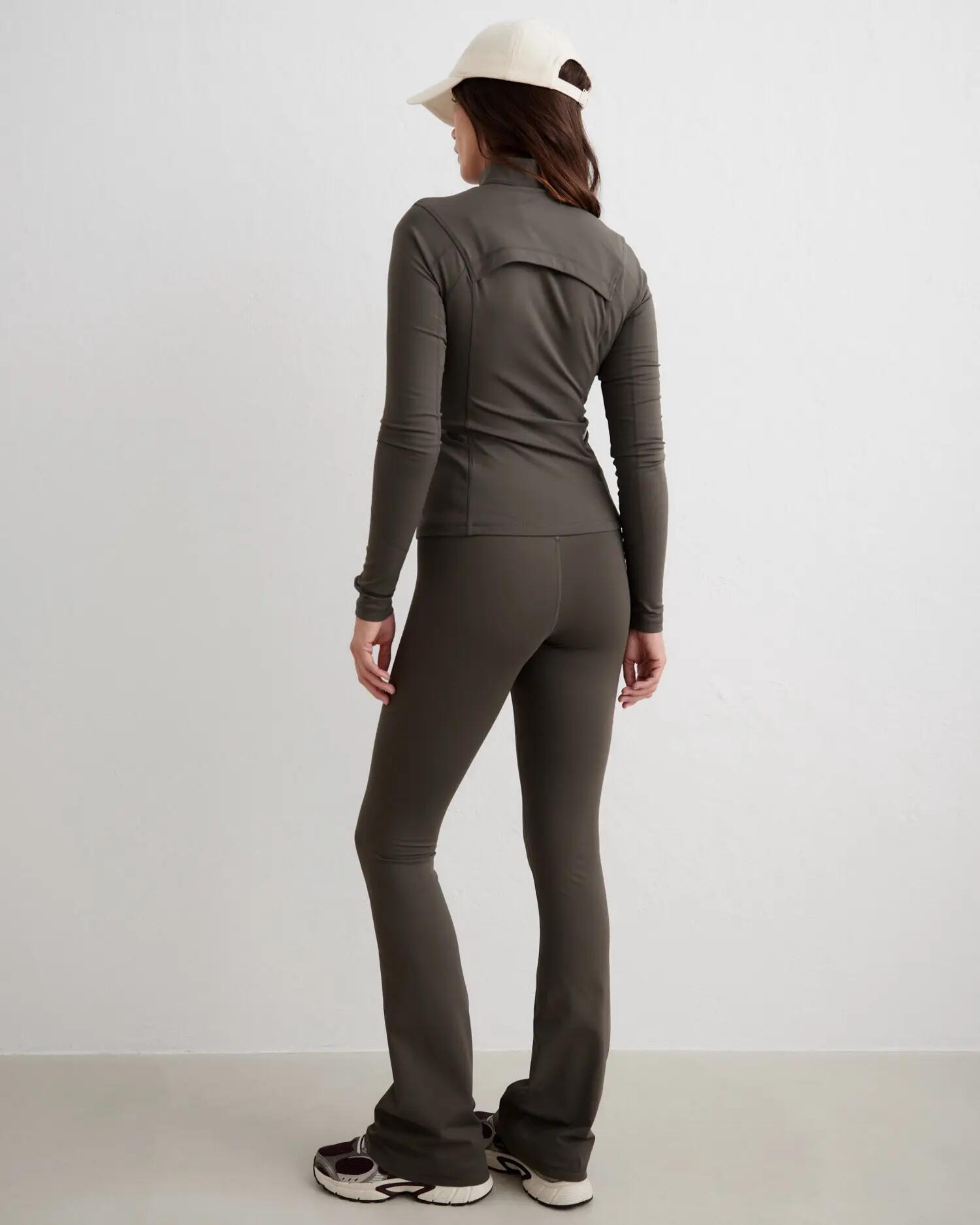 Femme Legging Chaud Évasé Long Vert Lierre Foncé 3/5