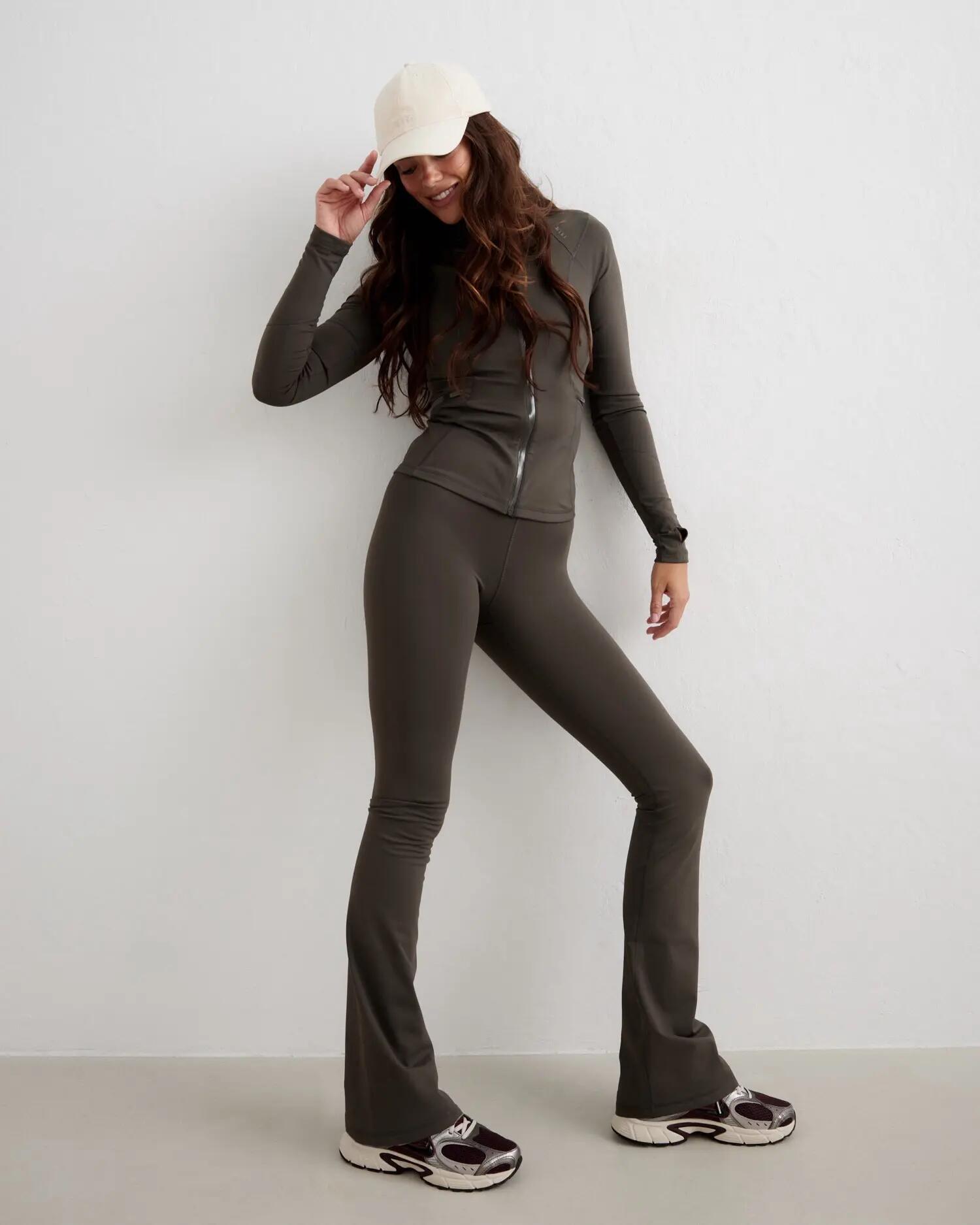 Femme Legging Chaud Évasé Long Vert Lierre Foncé 2/5