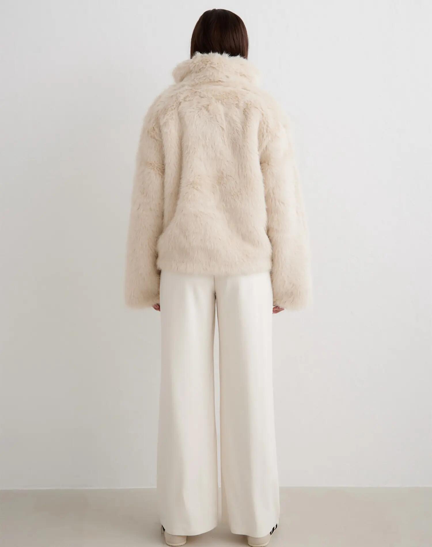 Damen Jacke Kunstfell Sand 3/6