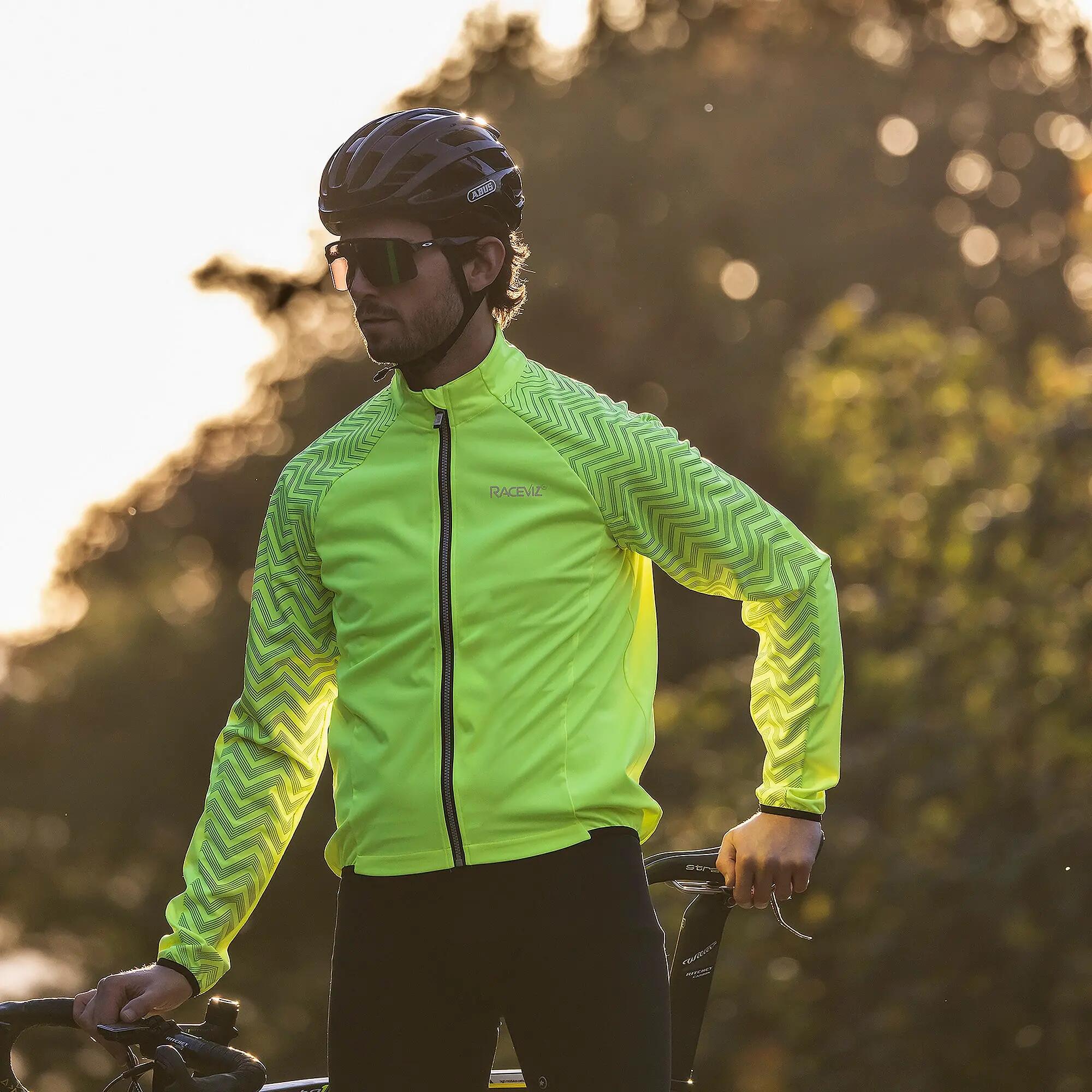 WOWOW - Veste Cyclisme Jaune Réfléchissante Coupe-Vent Déperlante 4/5
