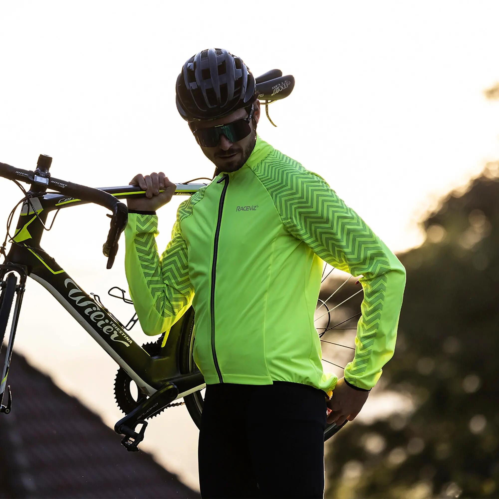 WOWOW - Veste Cyclisme Jaune Réfléchissante Coupe-Vent Déperlante 3/5