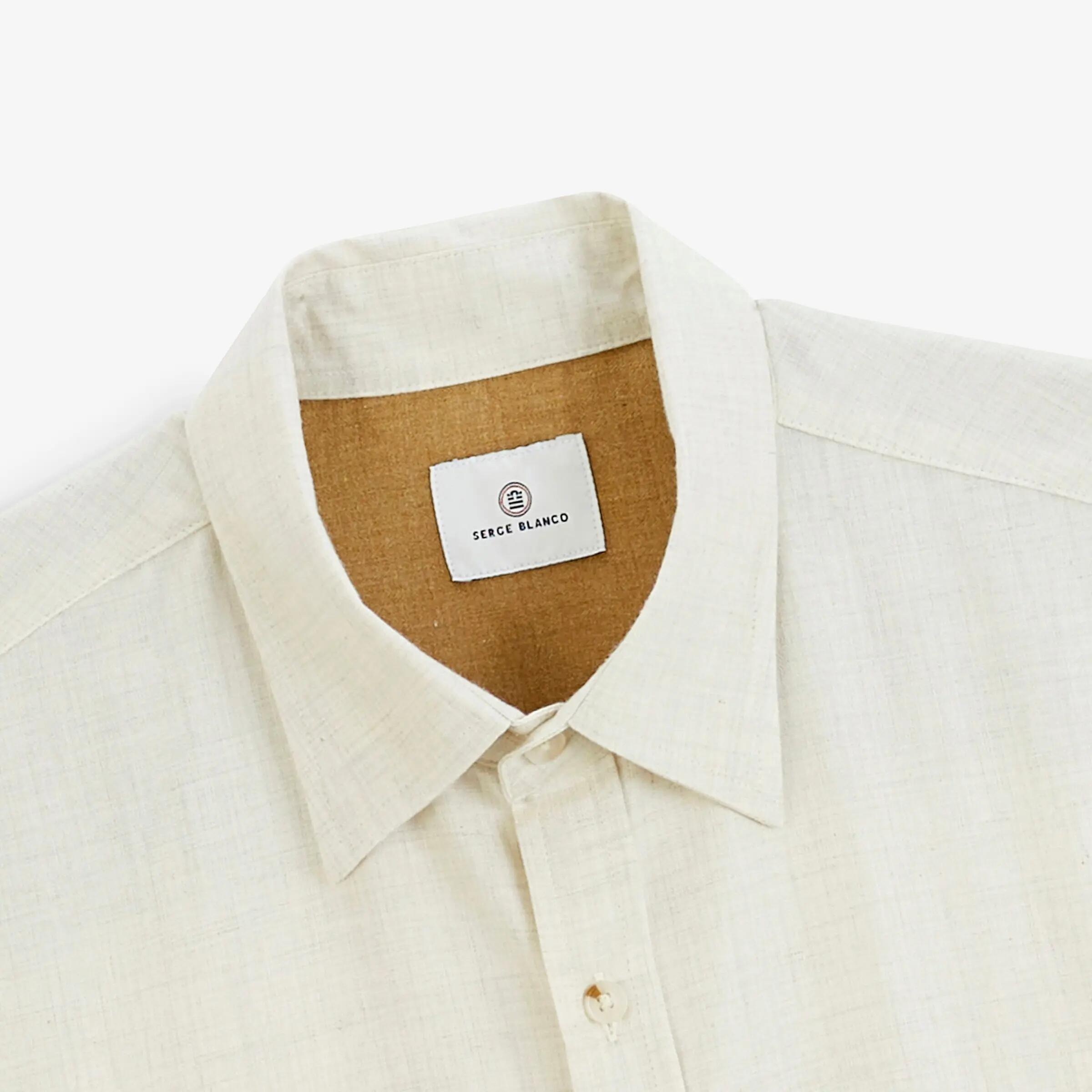 Chemise manches longues coton chiné blanc cassé 3/4