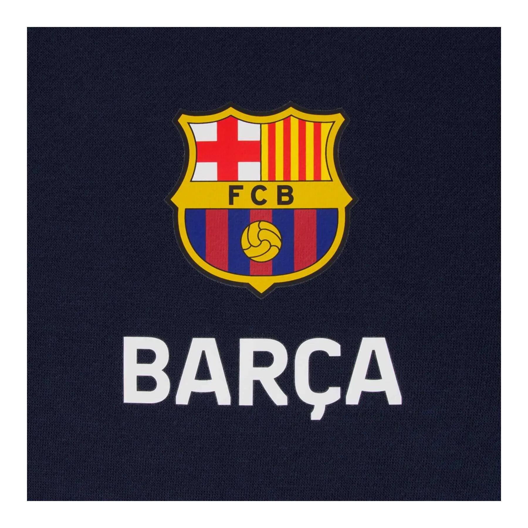 Felpa Con Cappuccio E Zip Intera Pile Uomo FC Barcelona Blu Navy 3/4