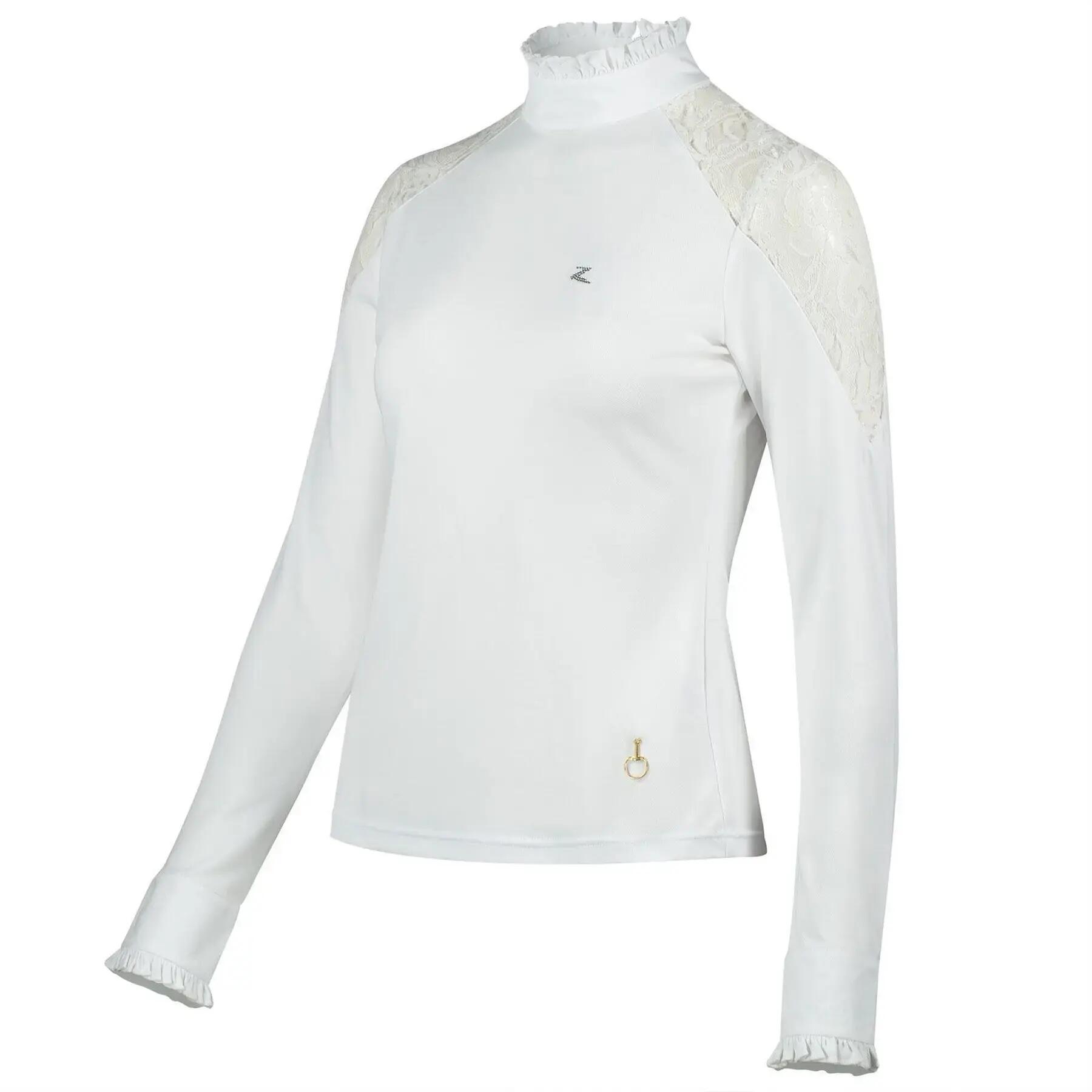 Polo da equitazione a manica lunga in pizzo per donna Horze Sylvie 2/3