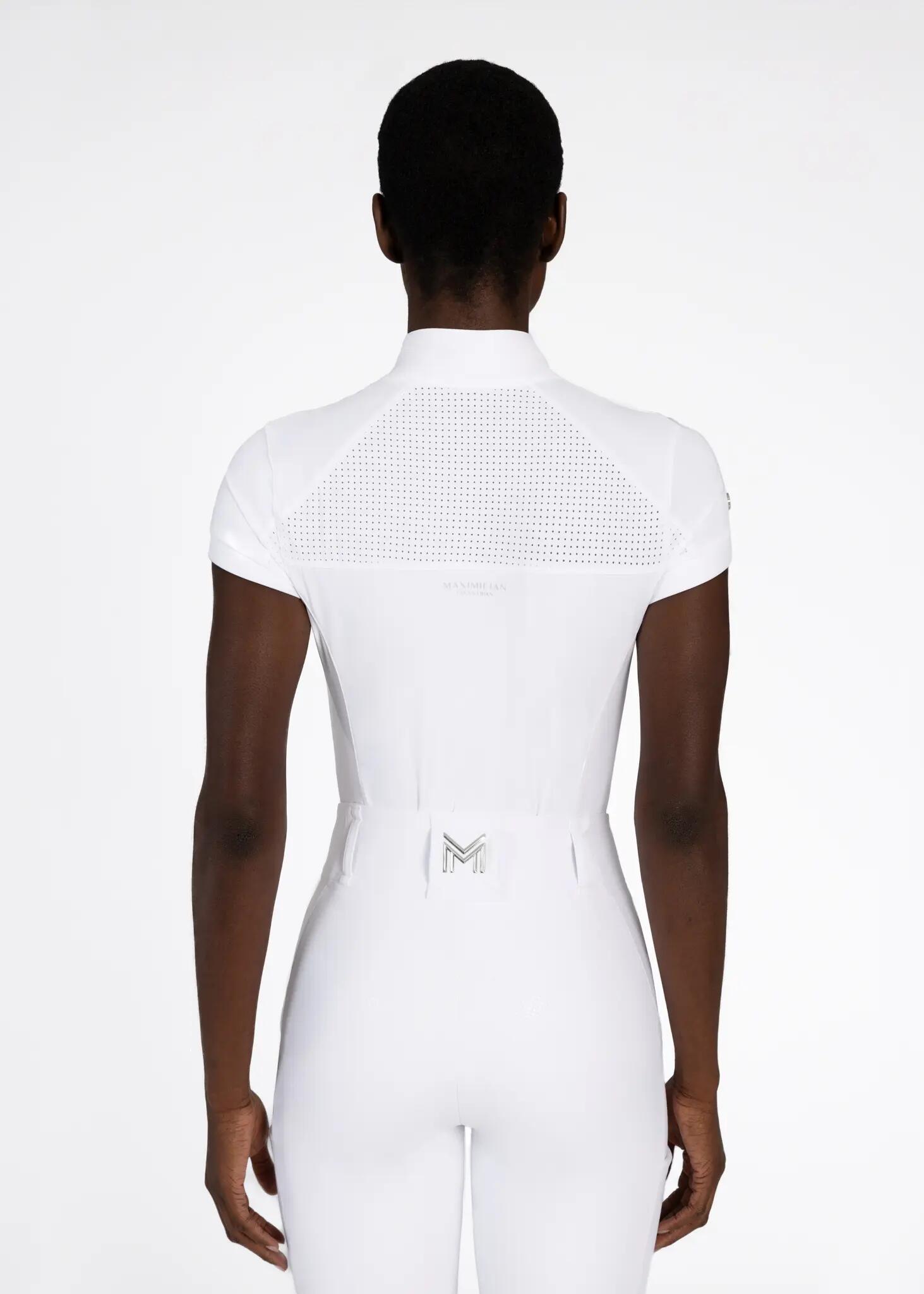 Camisa de Concurso Manga Corta Mujer Equitación Maximilian Aveen Blanco 3/6