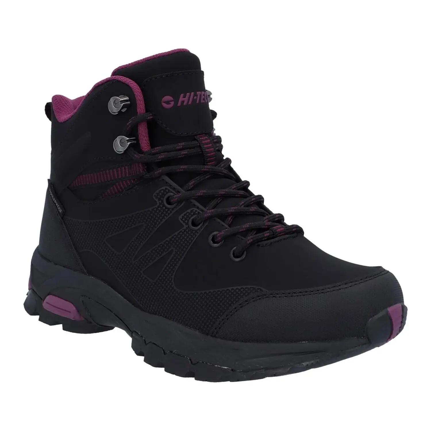 Chaussures Montantes De Marche JACKDAW Femme (Noir / Bordeaux) 4/5