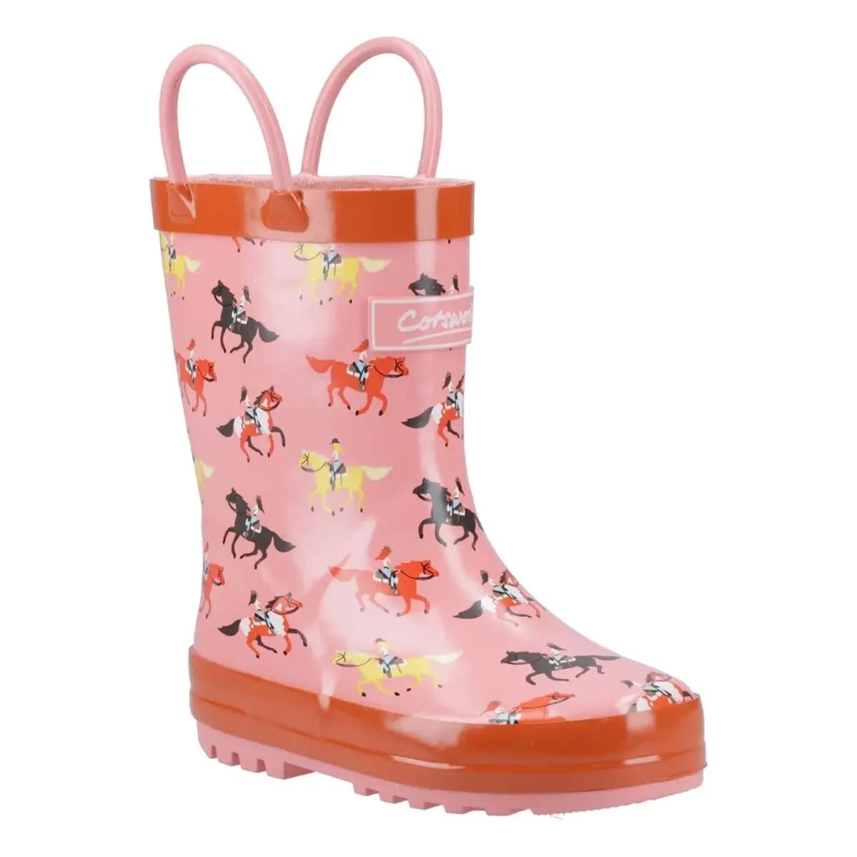 "Puddle" Pferd Gummistiefel für Kinder Pink/Rot 6/6