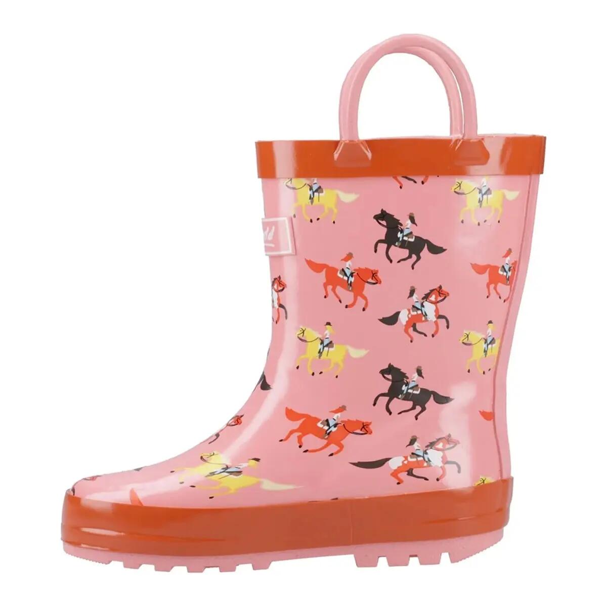 "Puddle" Pferd Gummistiefel für Kinder Pink/Rot 3/6