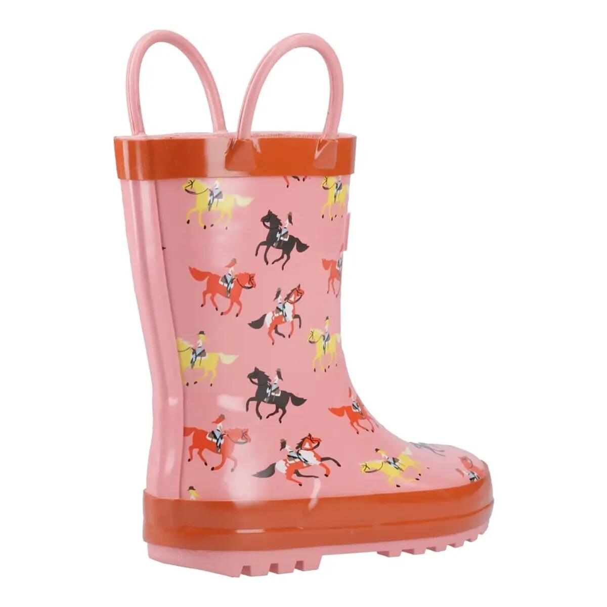 "Puddle" Pferd Gummistiefel für Kinder Pink/Rot 2/6