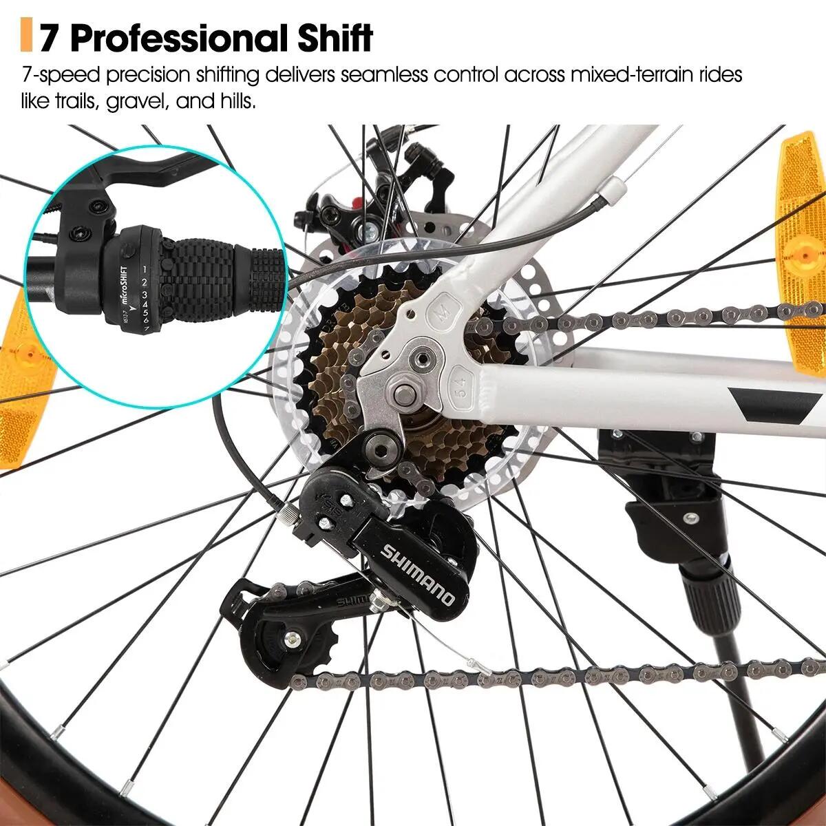 Damen Herren Mountainbike 26 Zoll 7-Gang Aluminium Scheibenbremsen Bloomer 4/6