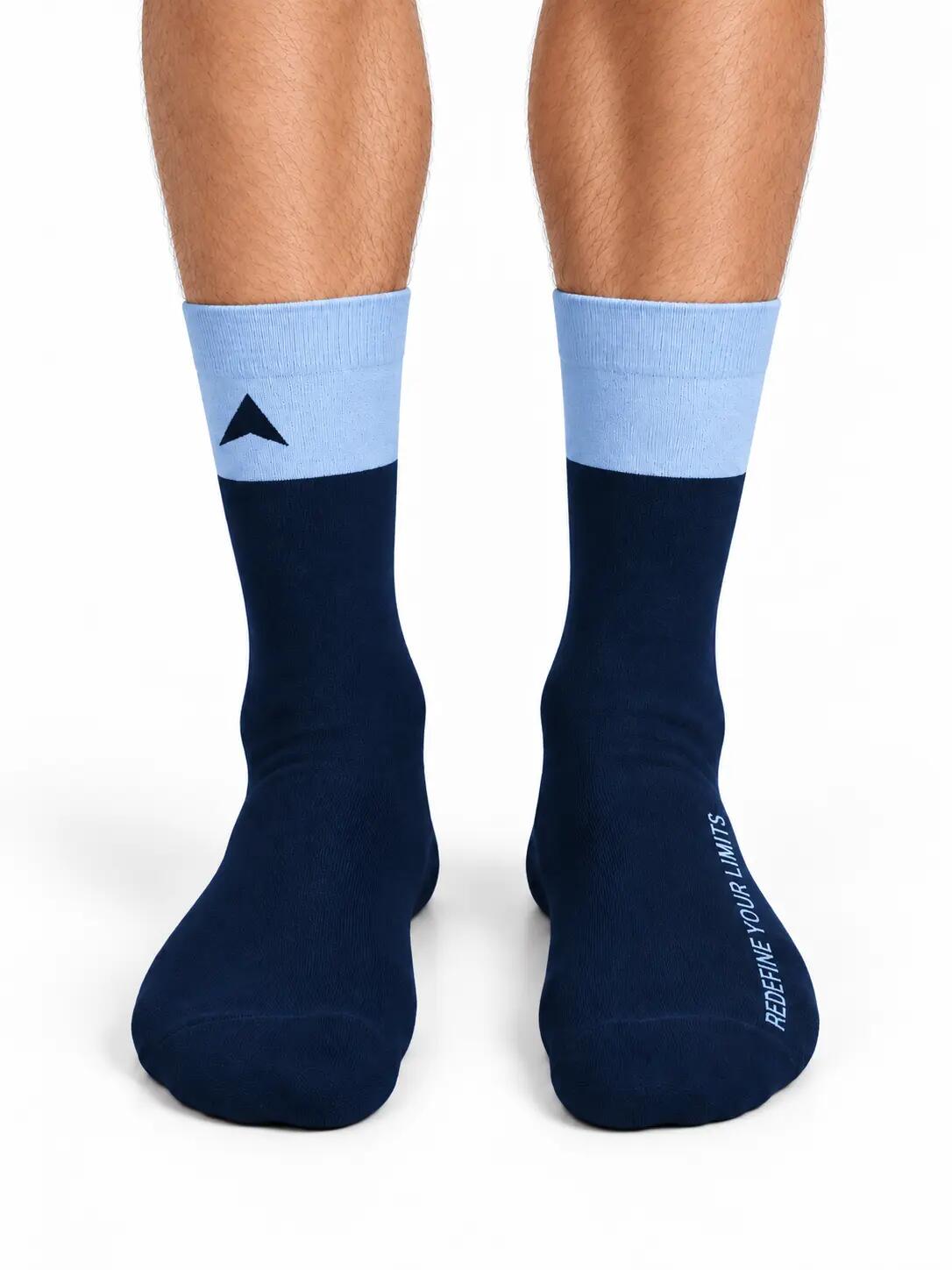 PIPPO Calze da ciclismo in merino blu – Calze traspiranti in lana merino 2/3
