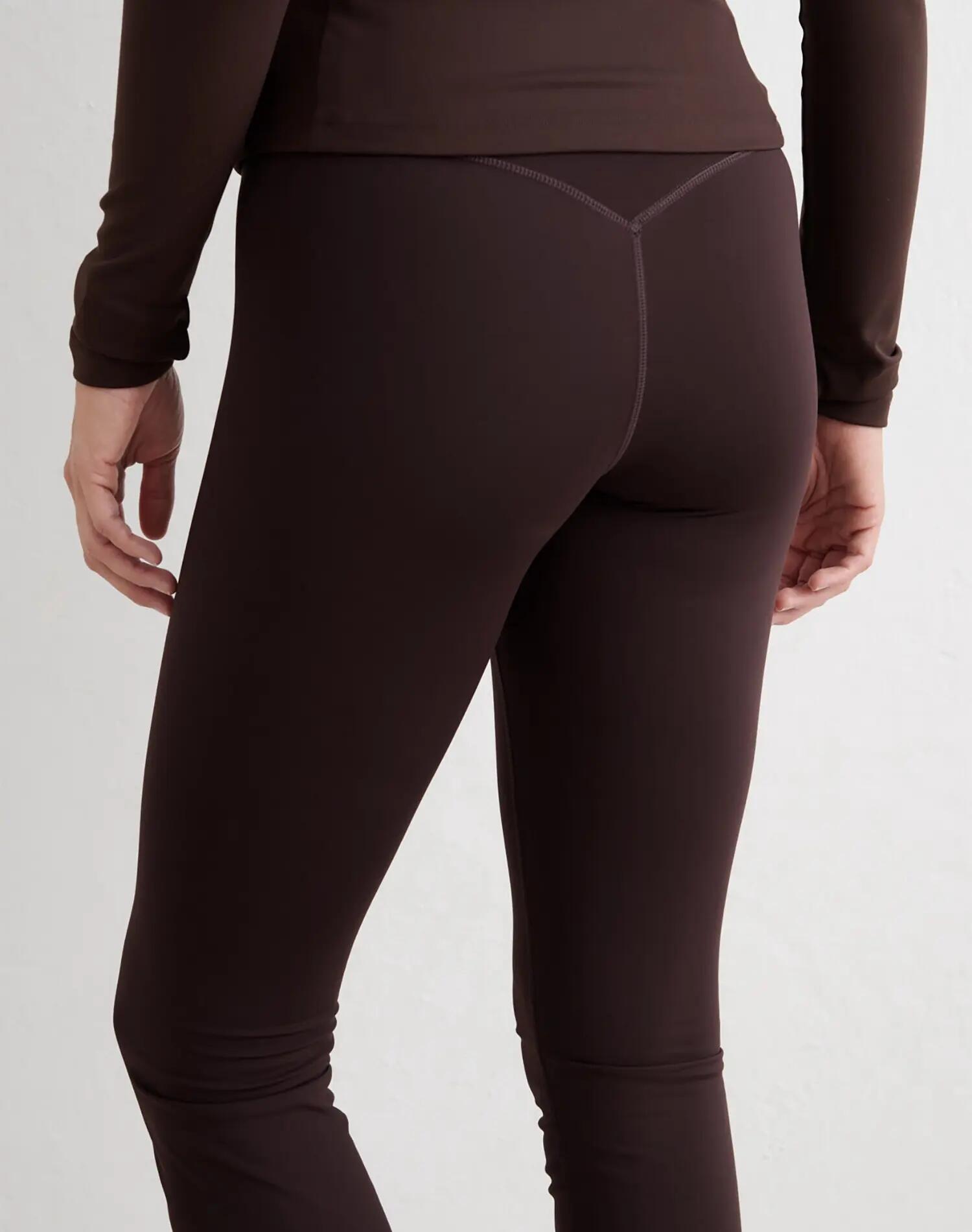 Dames legging uitlopend hoge taille geborstelde binnenkant verwarmend cacao 5/5