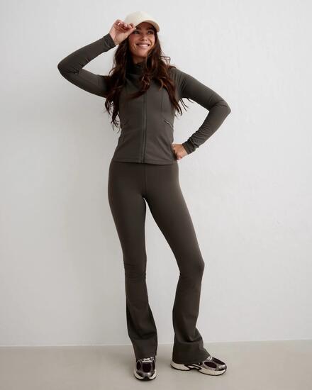Femme Legging Taille Haute Intérieur Brossé Chaud Évasé Lierre Foncé