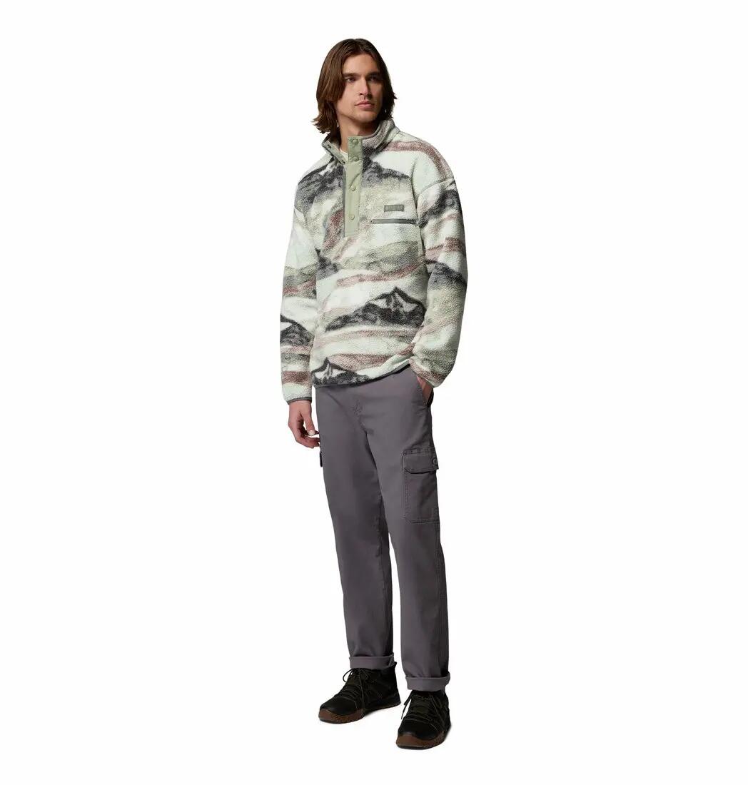 Sweat Polaire Homme Columbia "HELVETIA II PRINTED HALF SNAP FLEECE" XL Beige 5/6