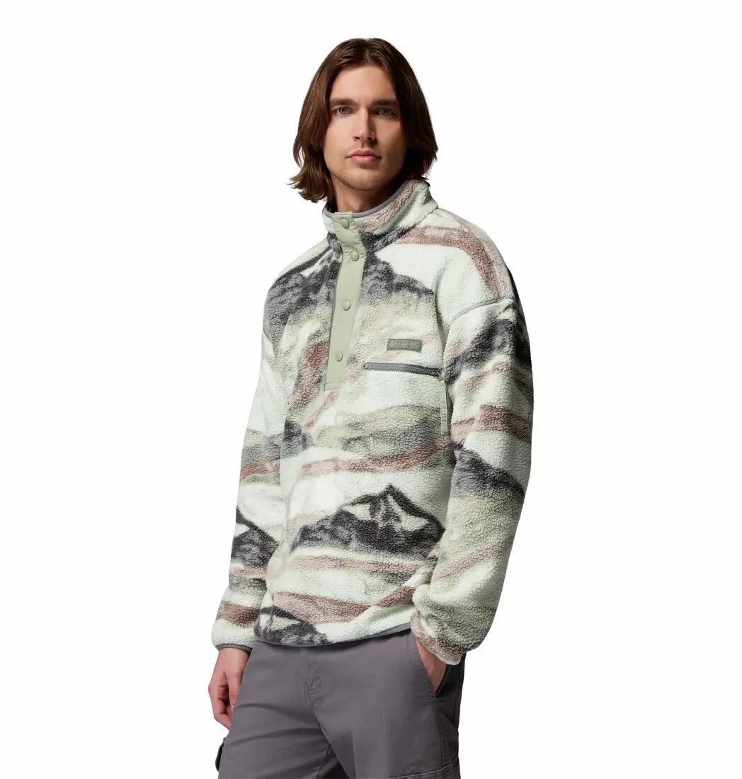 Sweat Polaire Homme Columbia "HELVETIA II PRINTED HALF SNAP FLEECE" XL Beige 4/6