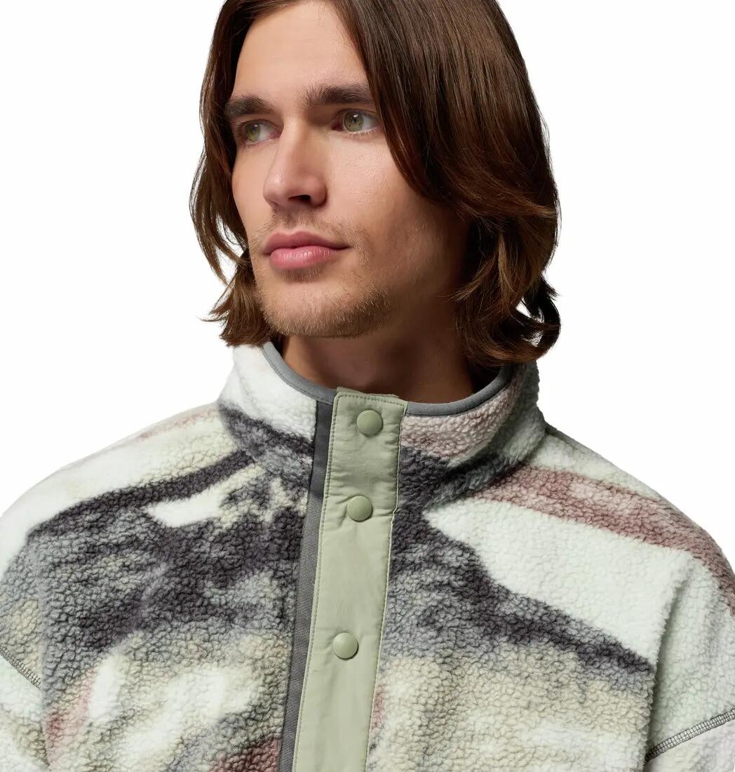 Sweat Polaire Homme Columbia "HELVETIA II PRINTED HALF SNAP FLEECE" XL Beige 3/6