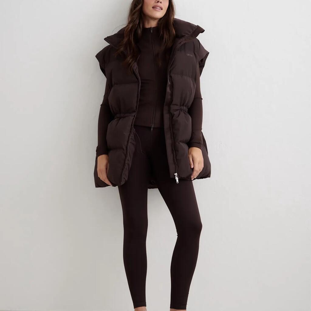 Women's Vest Down-Filled Water-Repellent Puffer Moment Brown