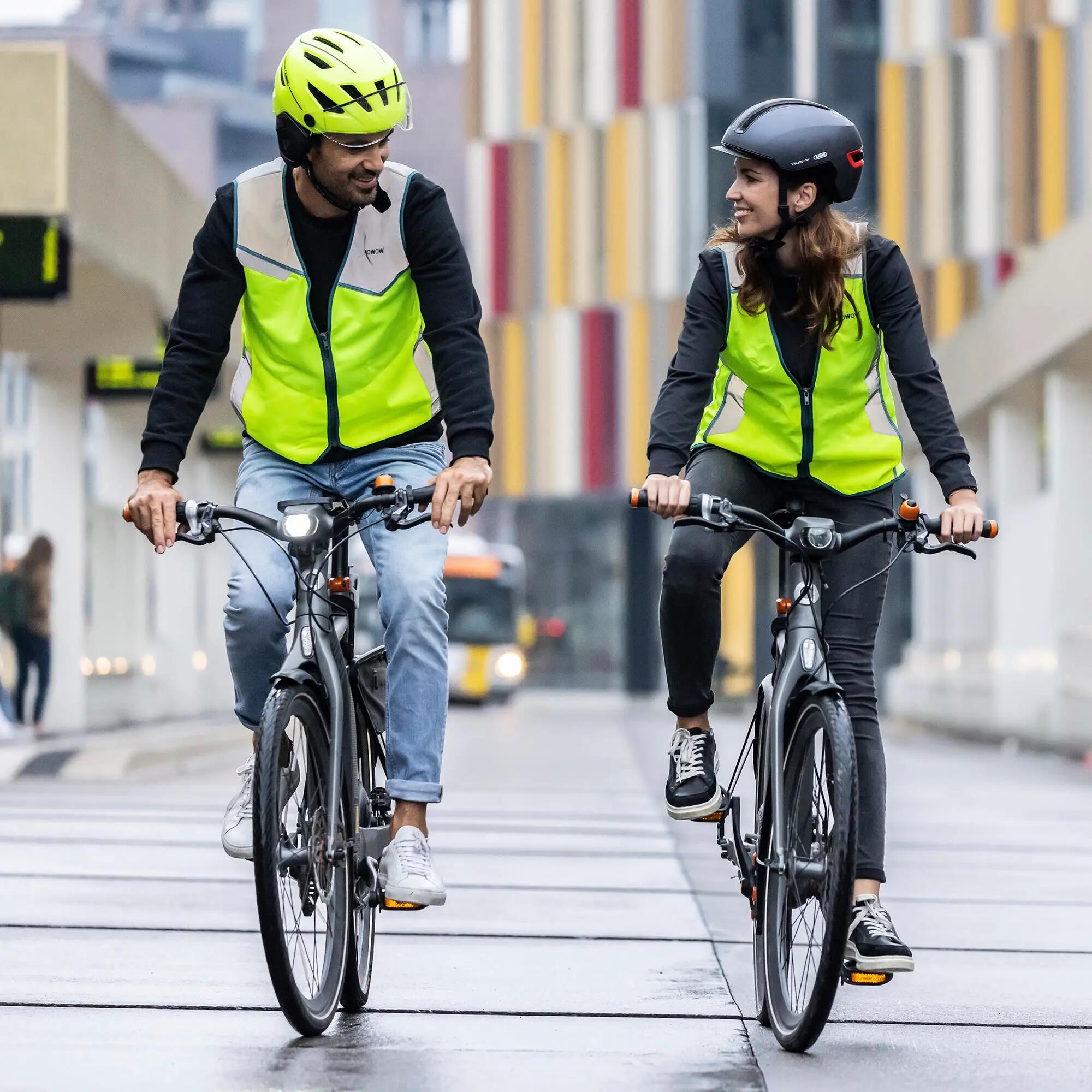 WOWOW - Dames Geel Hi-Vis Reflecterend Fietsvest met Zakken 3/5
