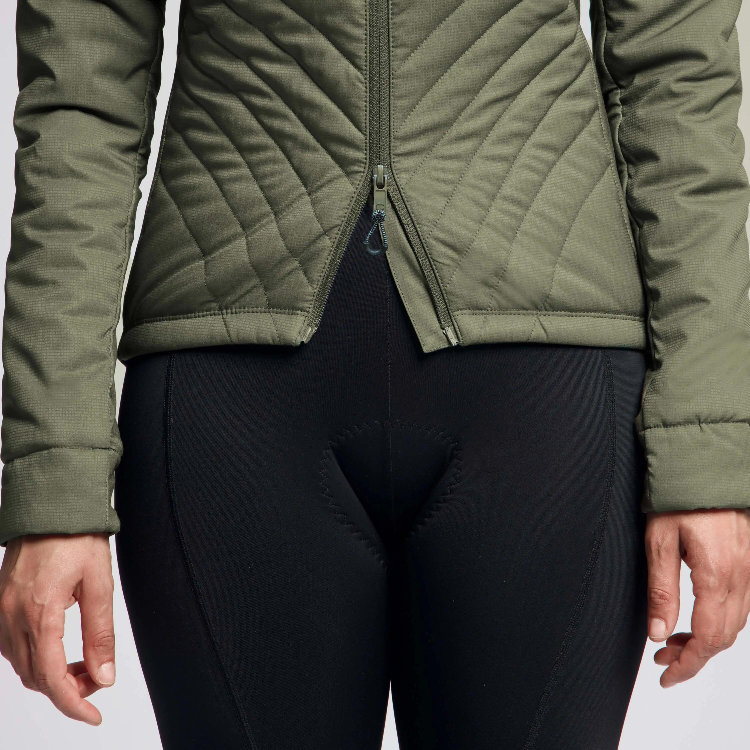 Giacca Invernale Imbottita Ciclismo Donna Element Verde Militare 7/8