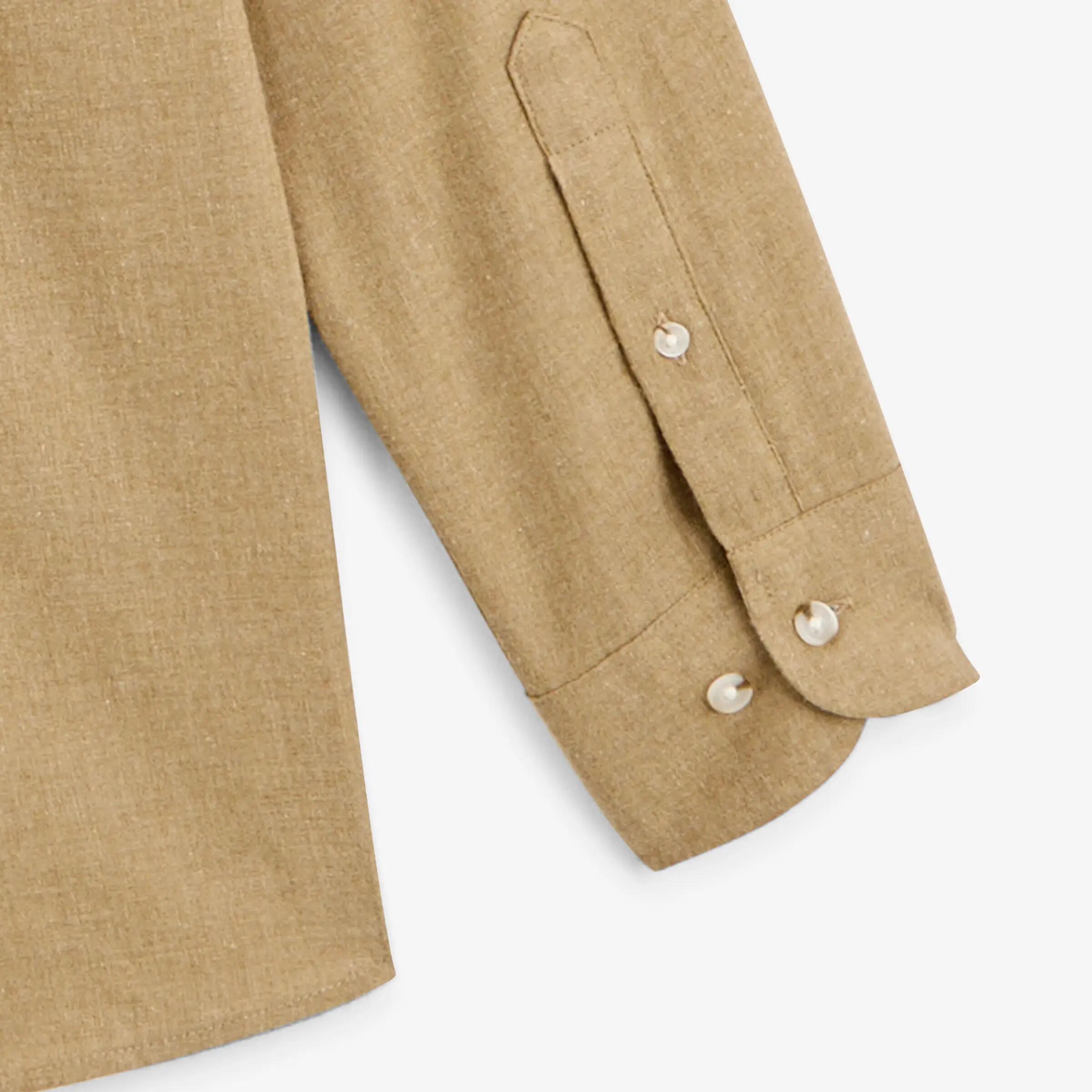 Chemise manches longues 100% coton flanelle beige chiné 4/4