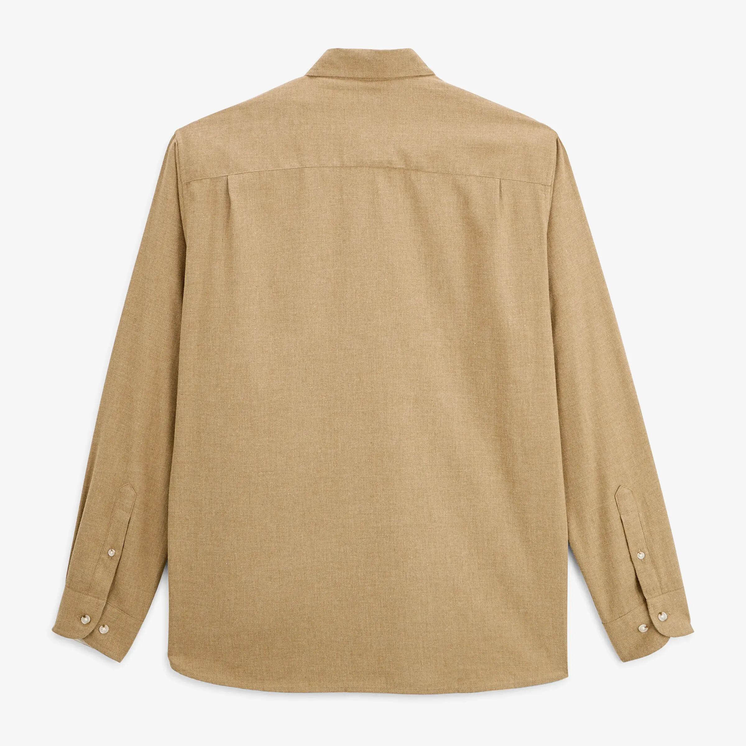 Chemise manches longues 100% coton flanelle beige chiné 2/4