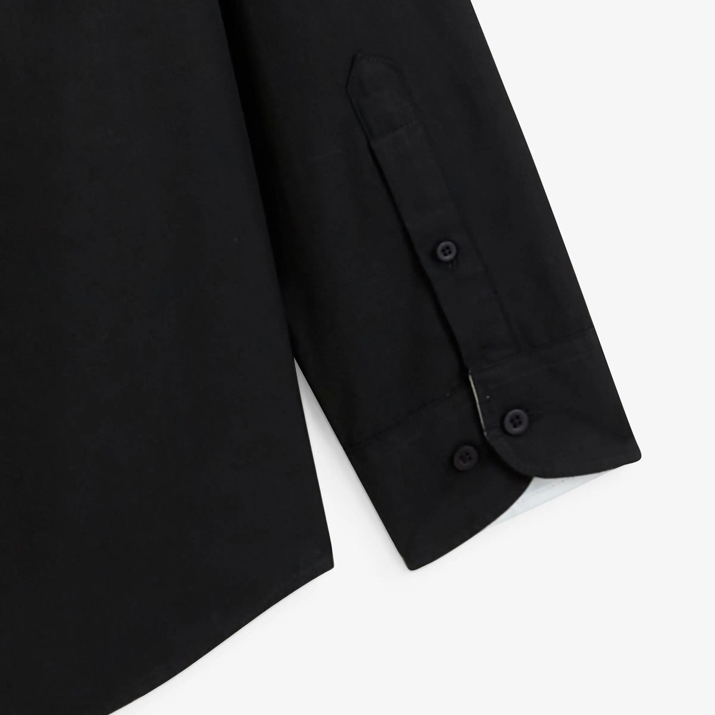 Chemise manches longues popeline de coton noir 5/6