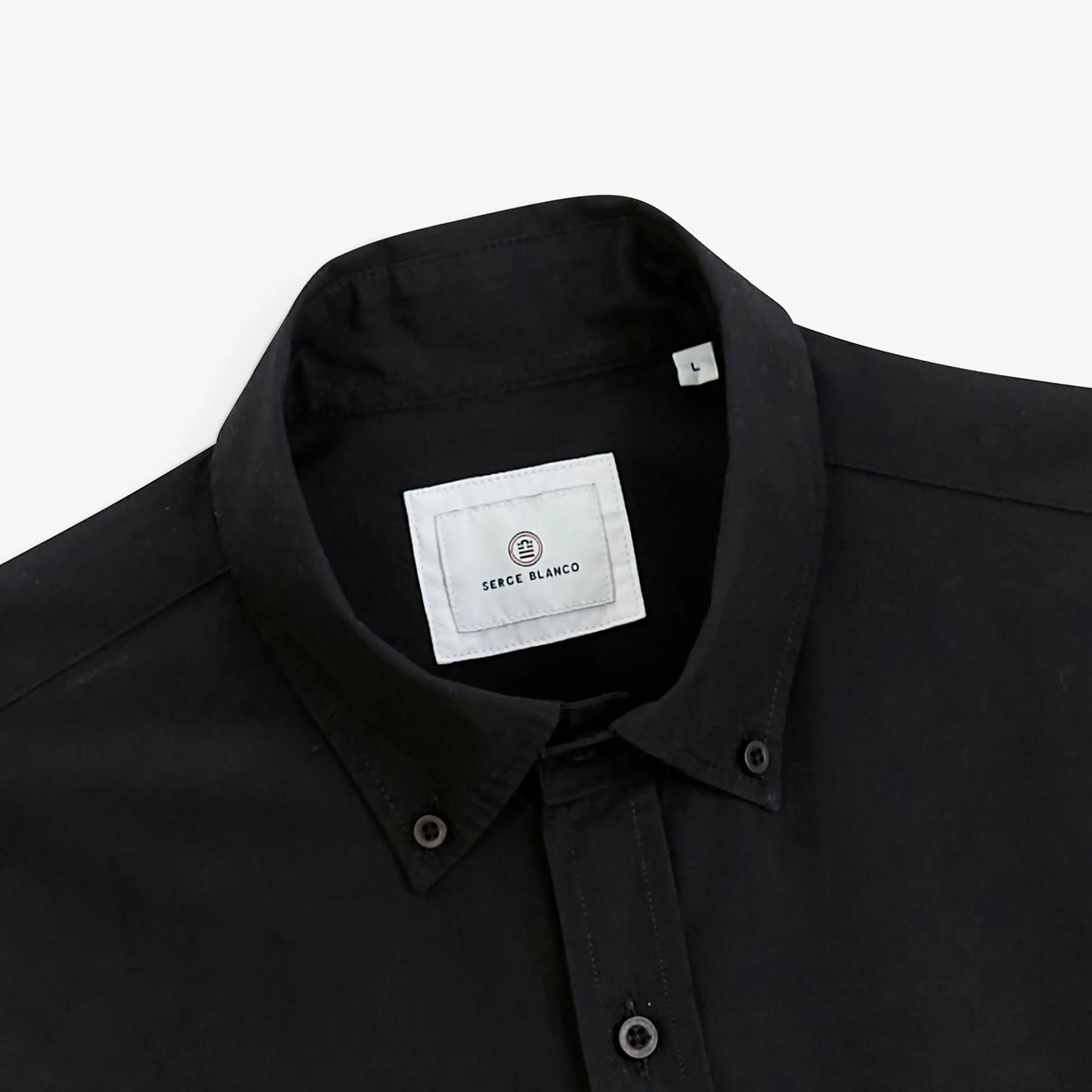 Chemise manches longues popeline de coton noir 4/6