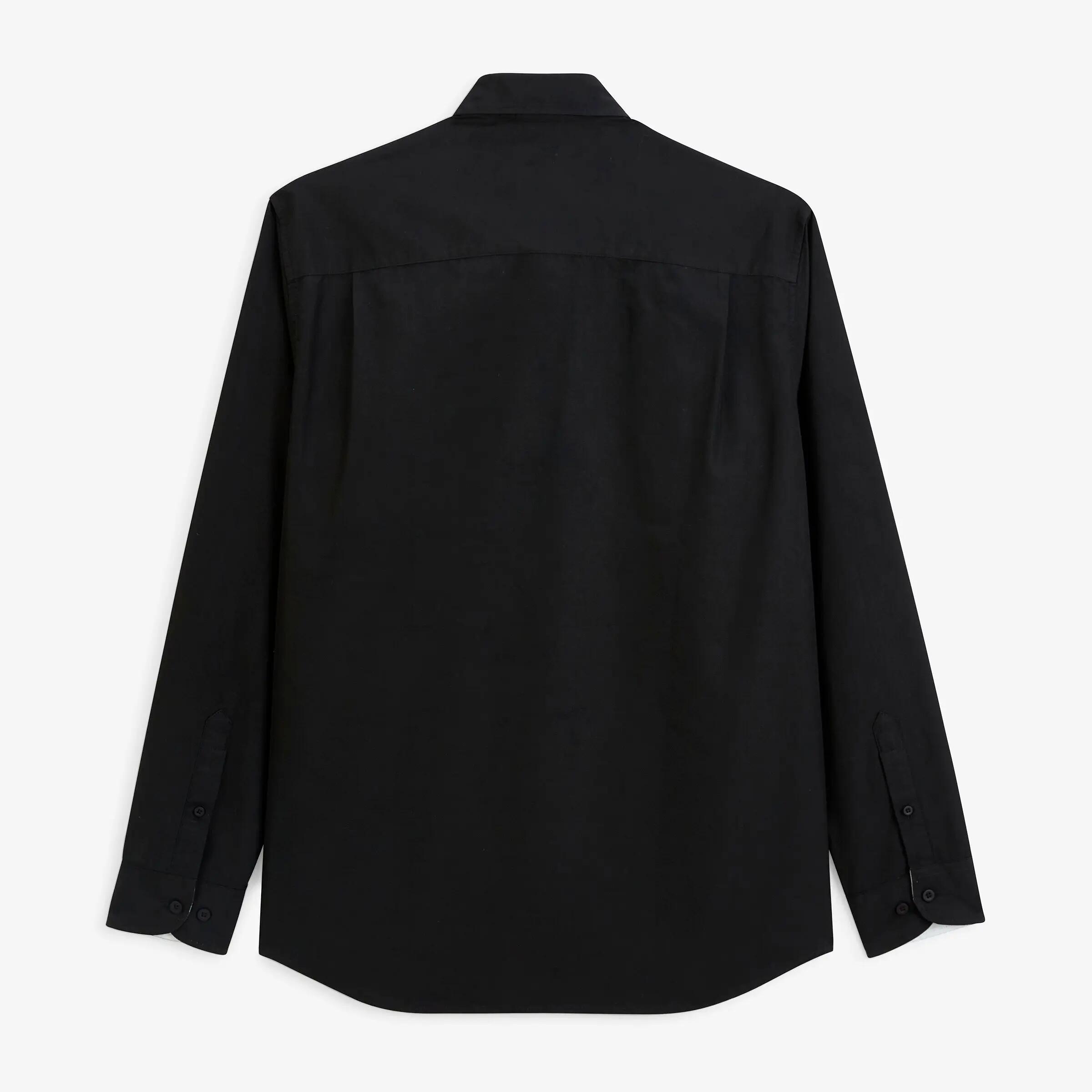 Chemise manches longues popeline de coton noir 3/6