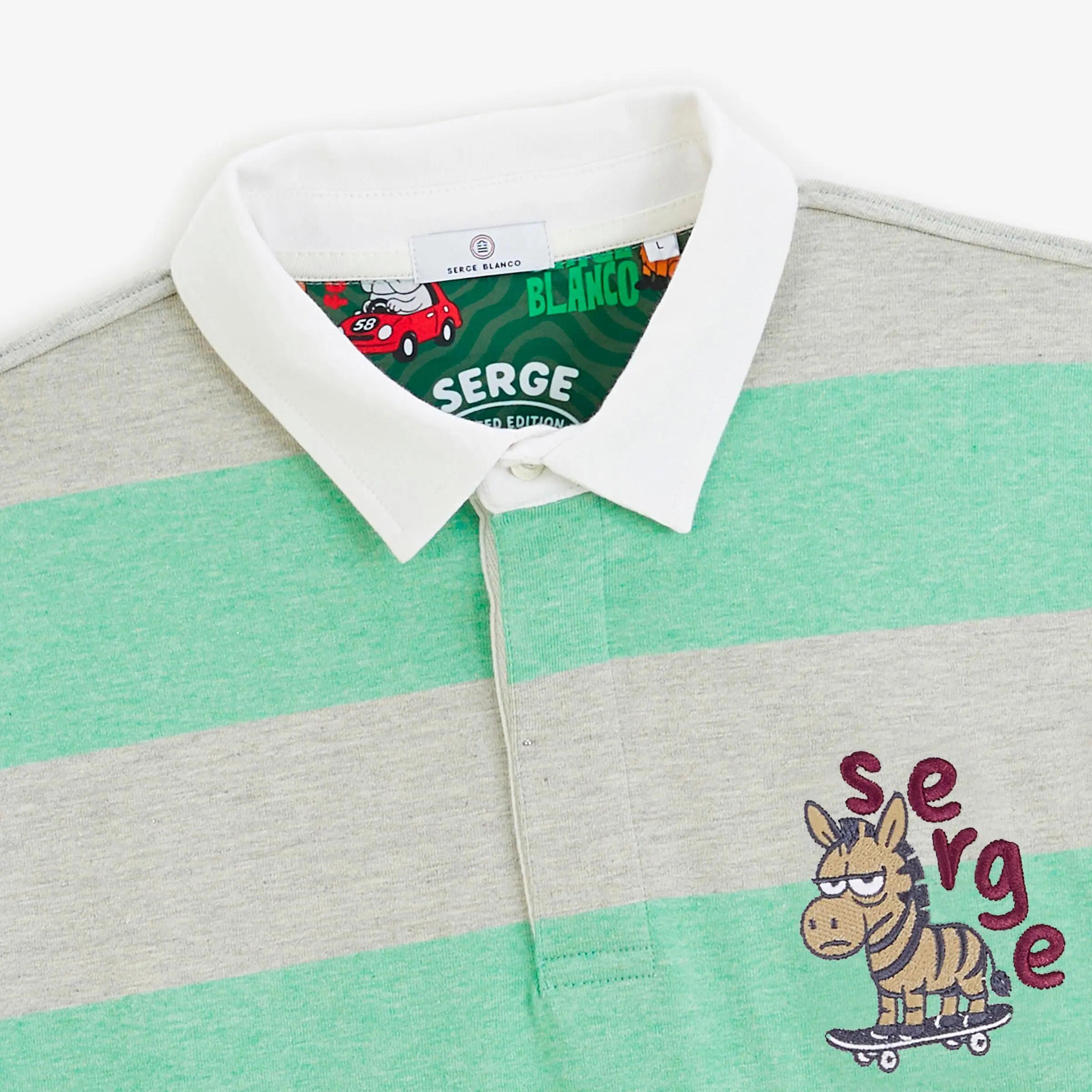 Polo de rugby de manga larga a rayas con bordado Funky Animals 4/6