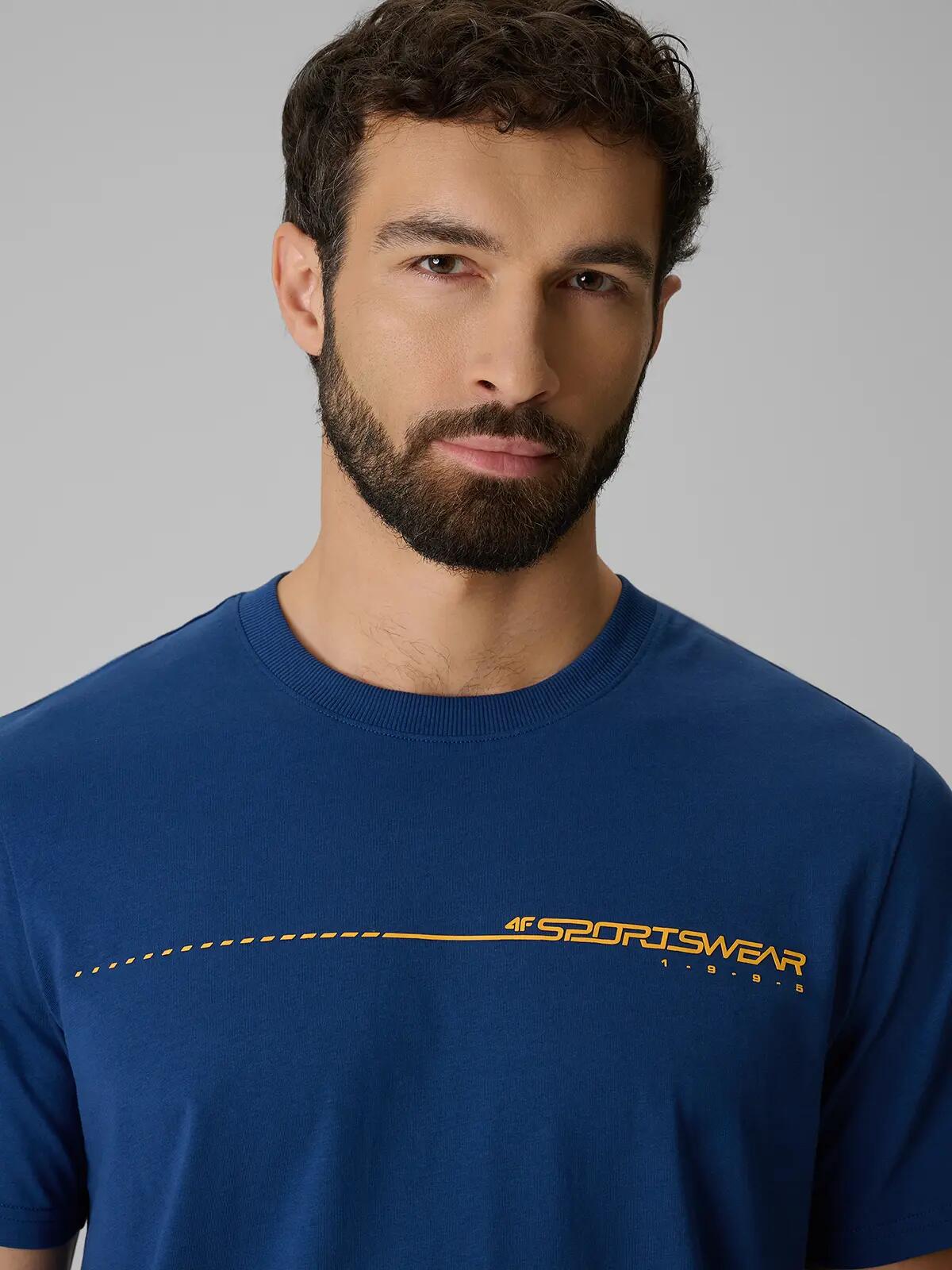 4F T-shirt regular z nadrukiem męski 3/4