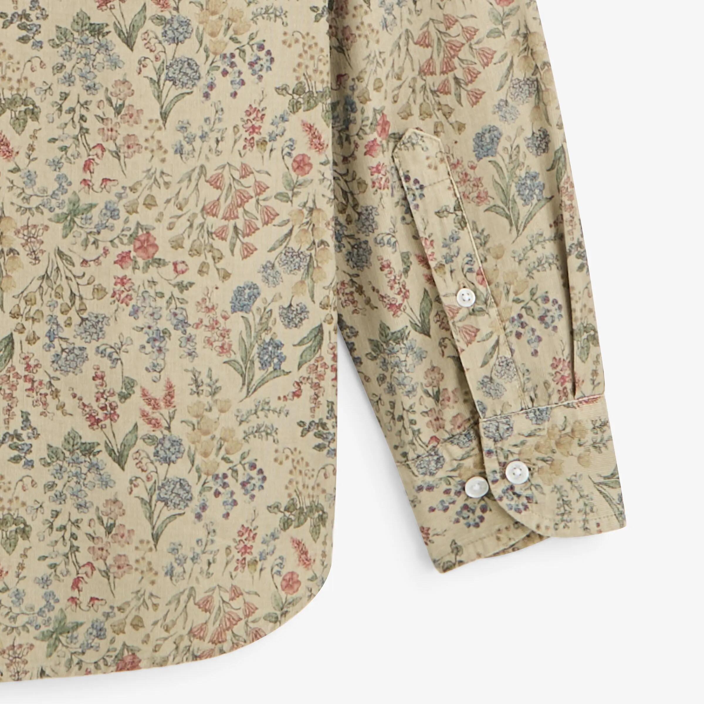 Chemise manches longues velours côtelé floral beige 4/4