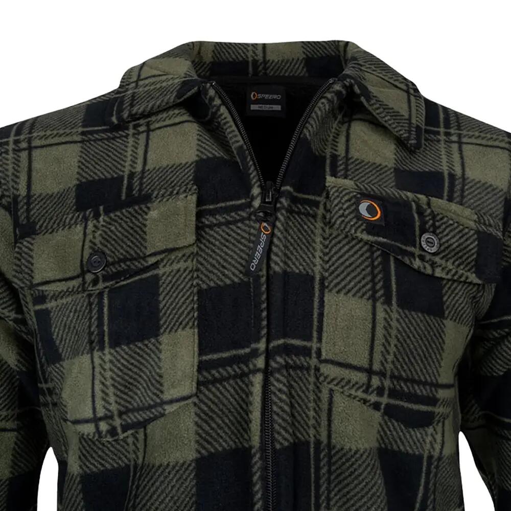 Camicia A Quadri Sherpa Foderata In Pile Uomo Speero Verde 3/3