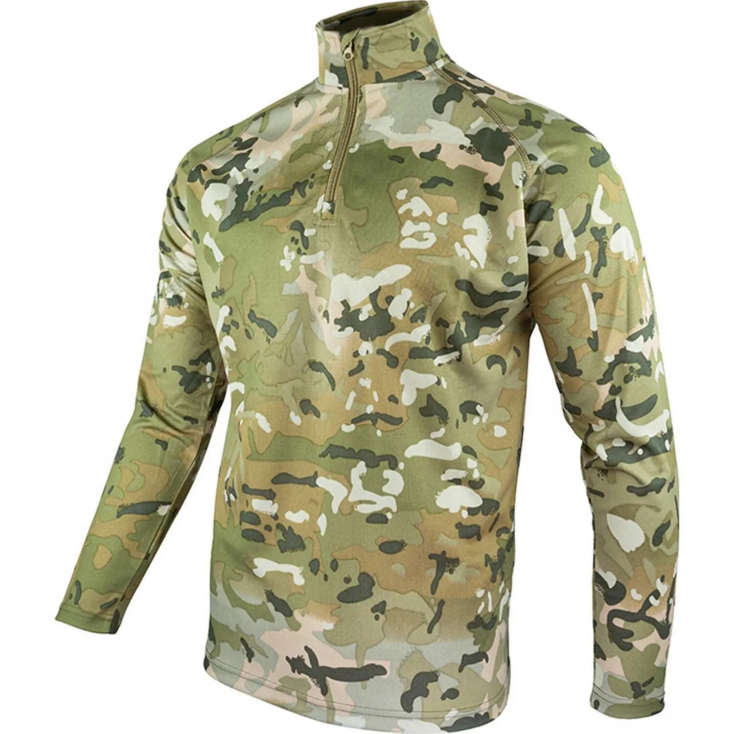 Mens Armour Camo Mesh Quarter Zip Midlayer (Coyote) 3/4