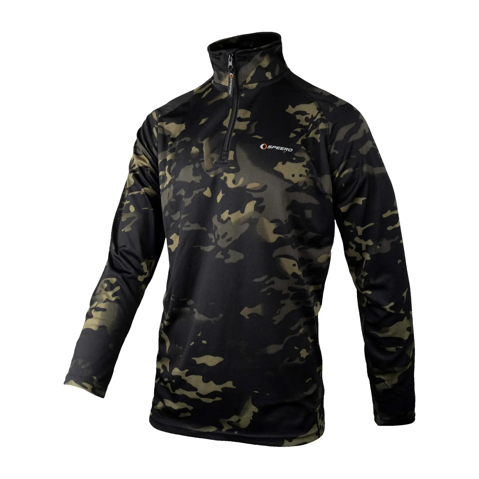 Midlayer Camo Cerniera Ad Un Quarto Uomo Speero Armour Nero 3/4