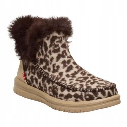HEYDUDE Damskie Botki Camden Brushed Leopard Cozy 5/6