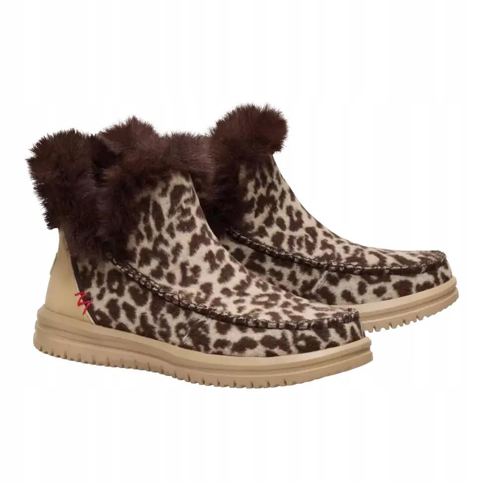 HEYDUDE Damskie Botki Camden Brushed Leopard Cozy 4/6