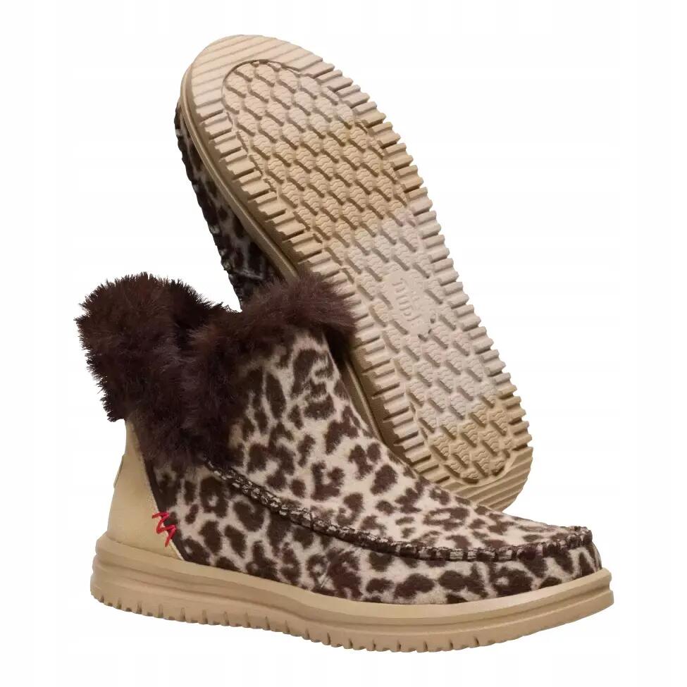 HEYDUDE Damskie Botki Camden Brushed Leopard Cozy 3/6