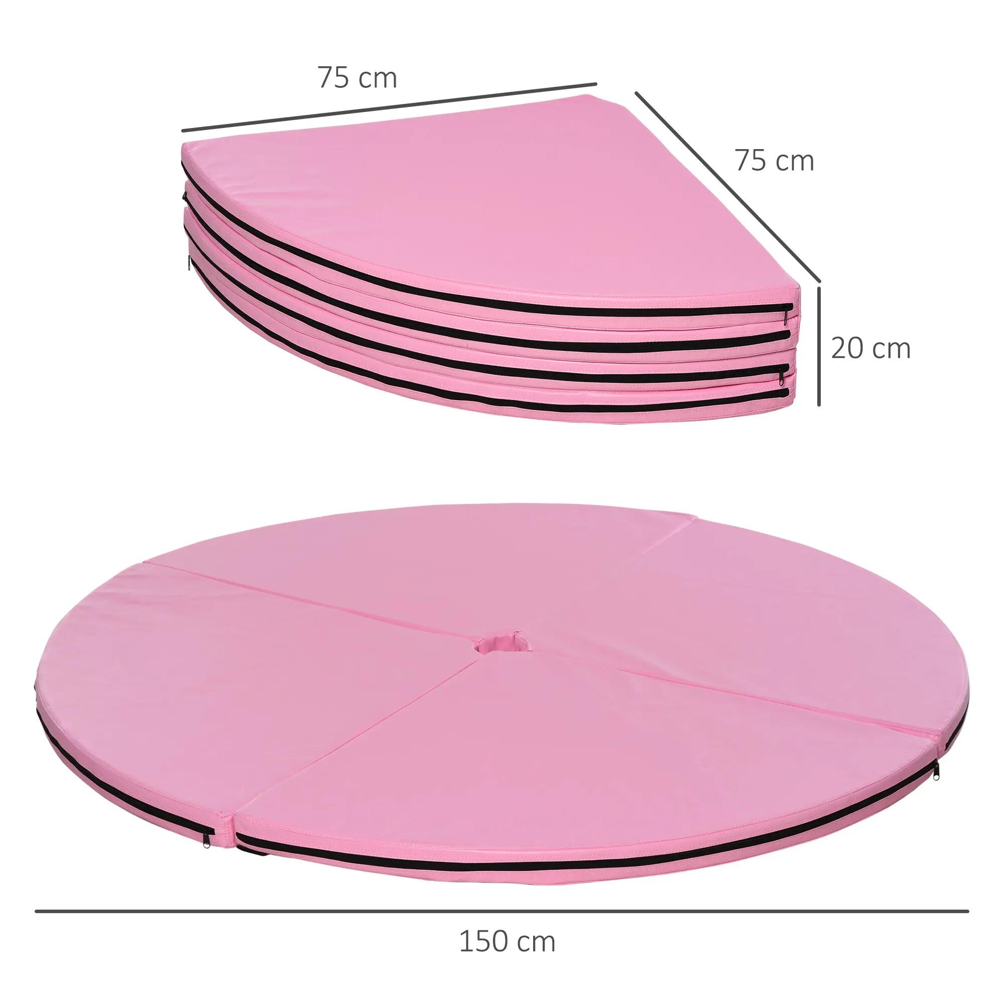 Tapis de pole dance pliable Ø 150 cm épaisseur 5 cm PVC rose 3/5
