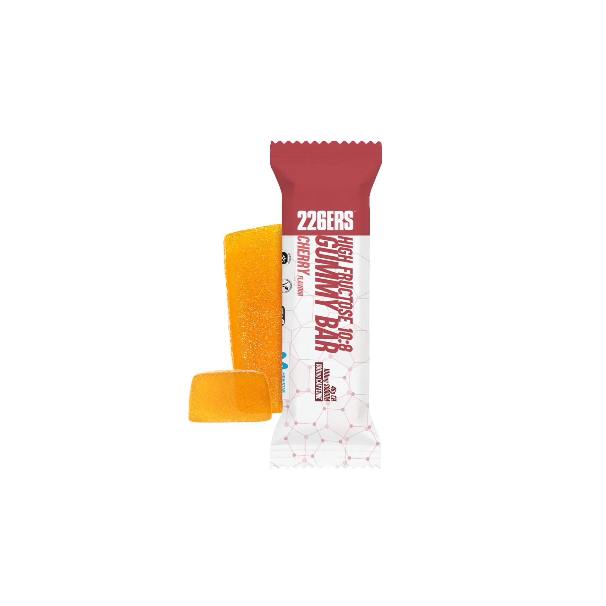 HIGH FRUCTOSE GUMMY BAR 60g CAFFEINE 100mg CHERRY 2/7