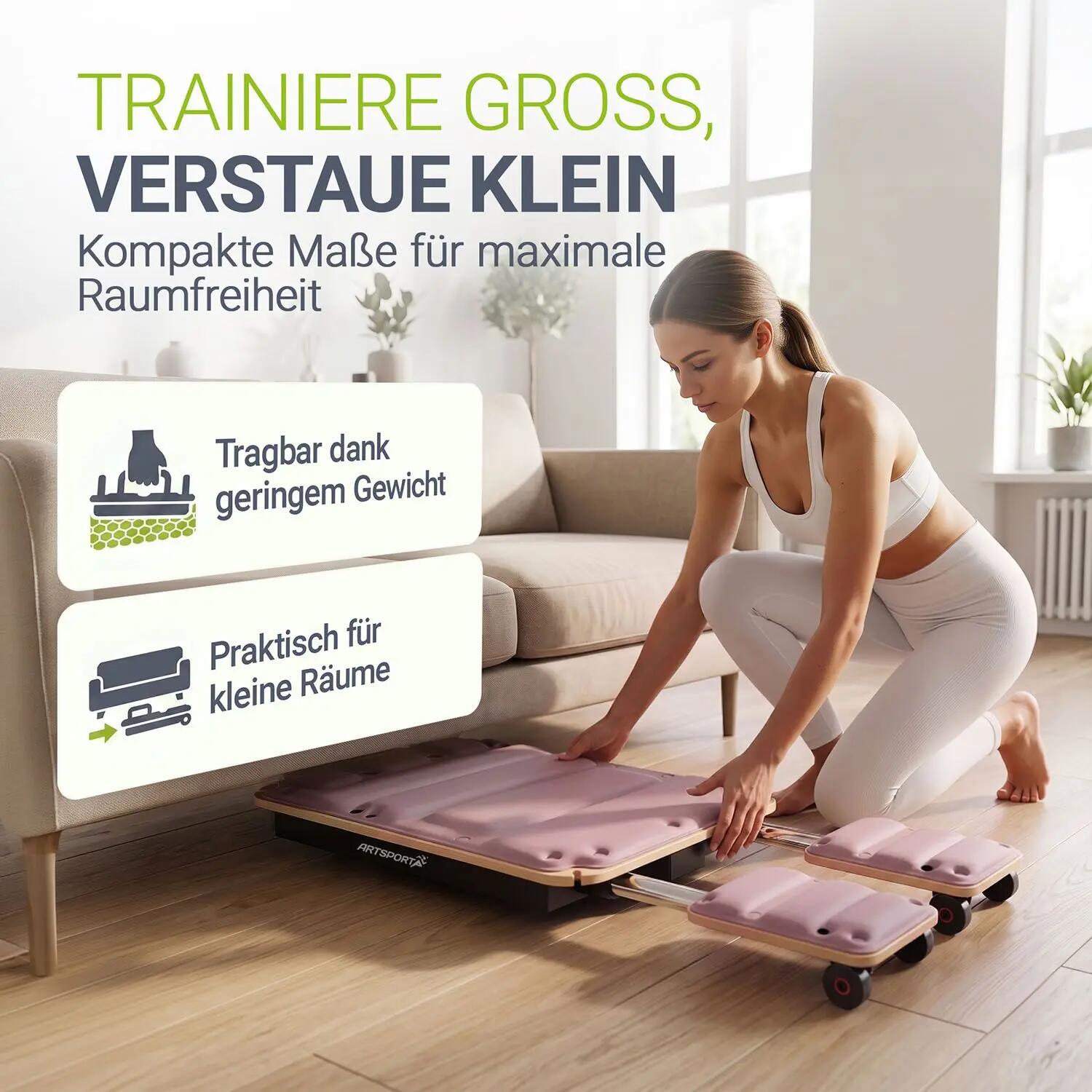 JUSKYS Pilates Board Movea Mini Reformer mit Zubehör & Trainingsvideos 4/7