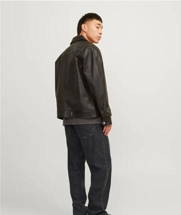 Jean homme loose fit taille haute 5 poches JJIEDDIE noir