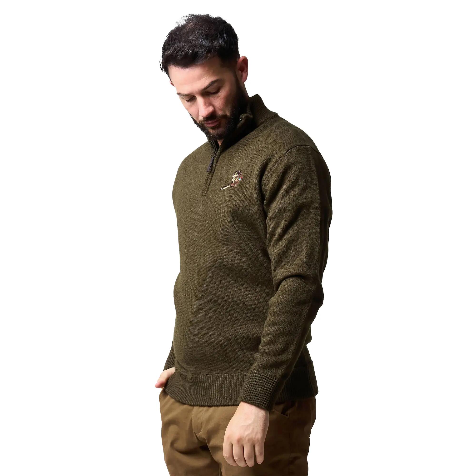 Sweat Motif/style Faisan Homme (Vert Olive) 4/4