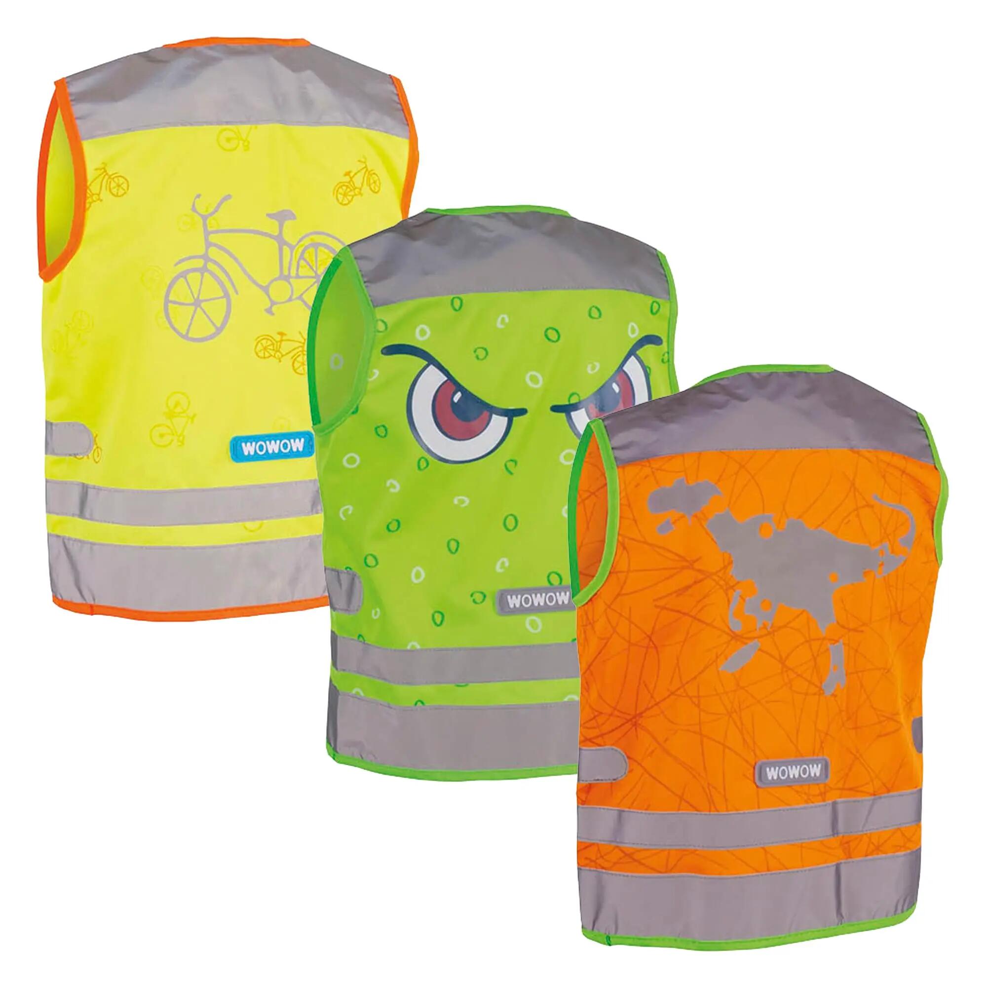 WOWOW - Kinder 3er Pack Reflektierende Warnwesten Grün Orange Gelb 2/5